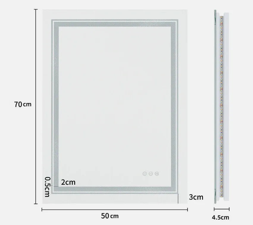 Interior Ave - 50 x 70cm Rectangle Frameless LED Bathroom Mirror-Home & Garden > Decor > Mirrors-PEROZ Accessories