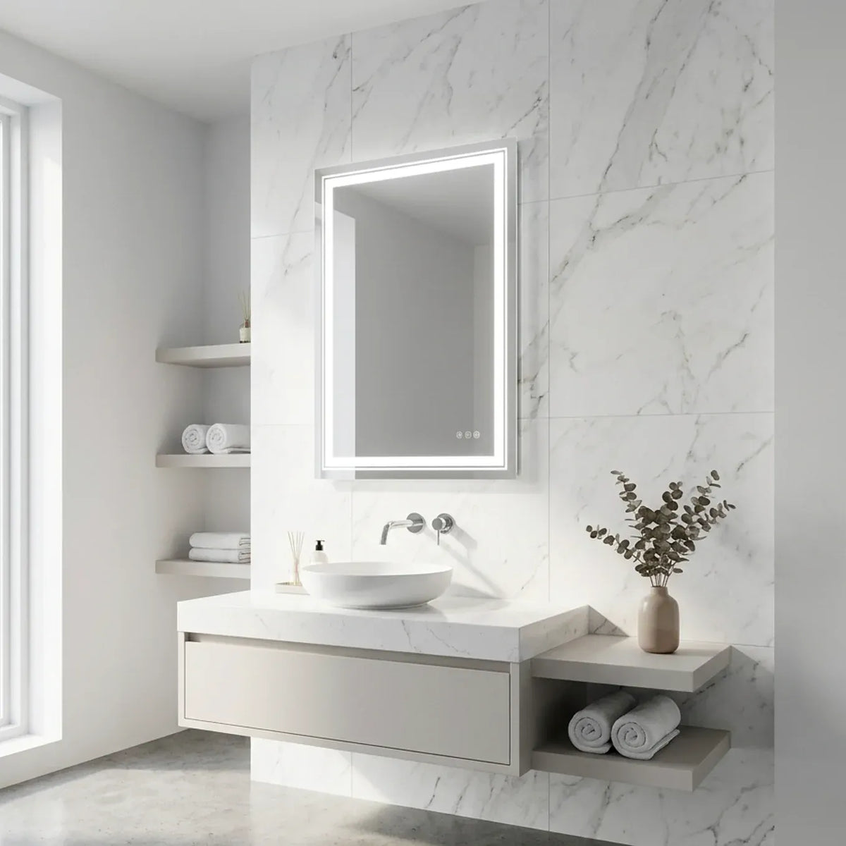 Interior Ave - 70 x 90cm Rectangle Frameless LED Bathroom Mirror-Home & Garden > Decor > Mirrors-PEROZ Accessories