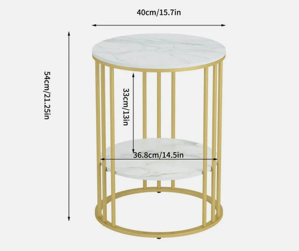 Interior Ave Cleo Gold Two Shelf Stone Side Table-Furniture > Dining > Buffets & Sideboards-PEROZ Accessories