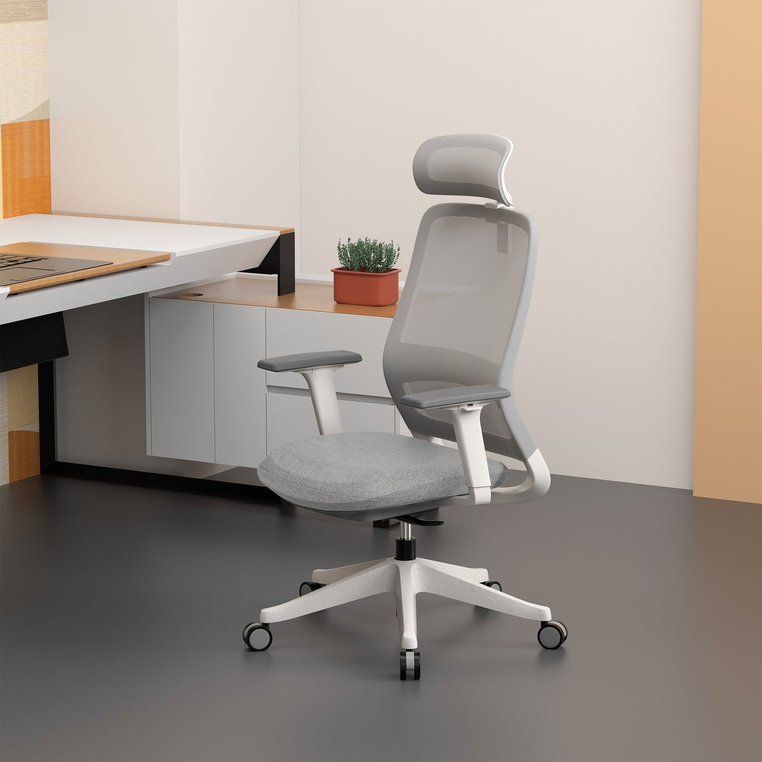 Carlie High Back Molded Foam Seat Ergonomic Office Chair In Grey-Furniture > Office > Office & Desk Chairs-PEROZ Accessories