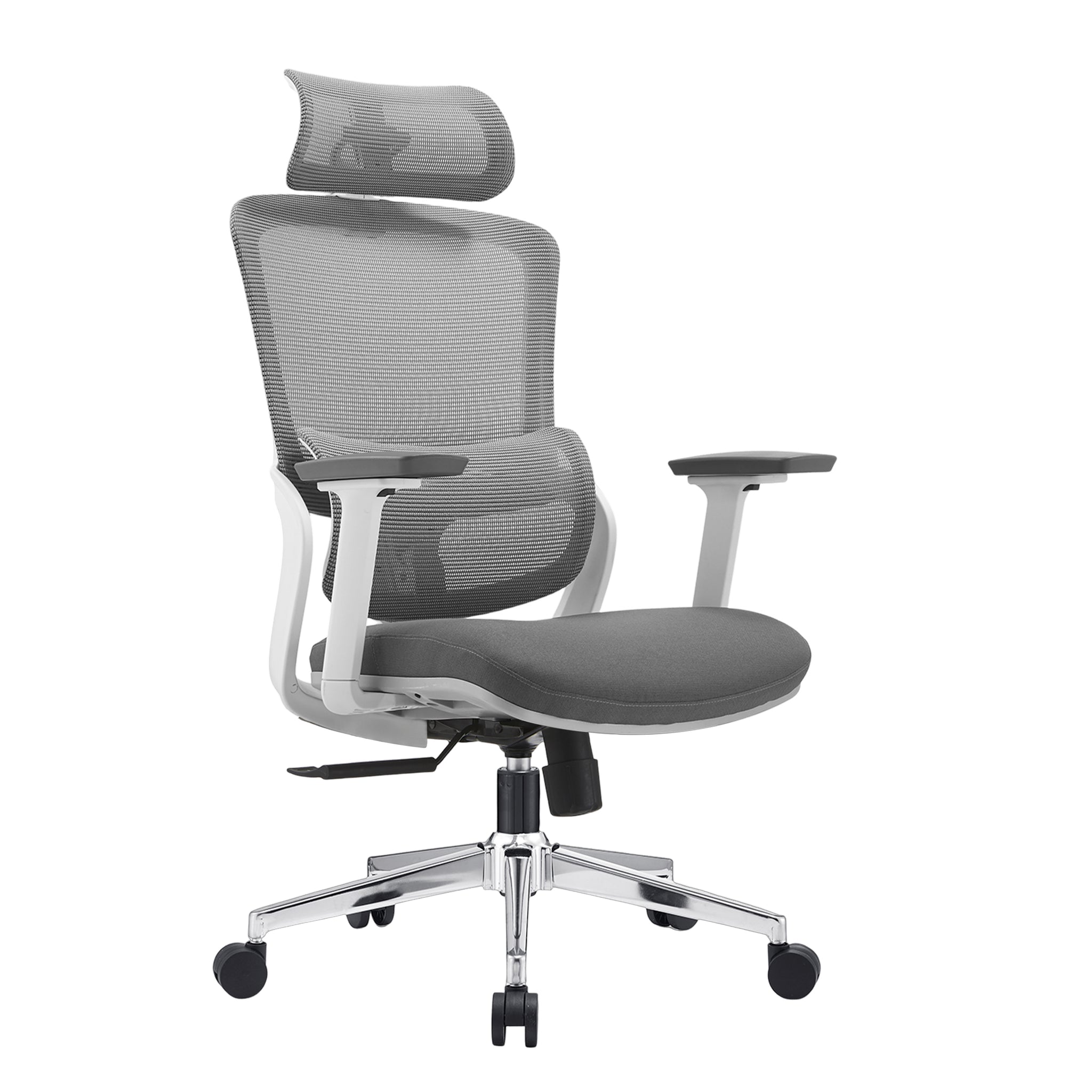 Elena High Back Fabric Seat Ergonomic Office Chair In Grey-Furniture > Office > Office & Desk Chairs-PEROZ Accessories
