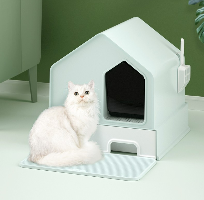 Petwiz Enclosed Cat Litter Box House – Green-Pet Care > Cat Supplies-PEROZ Accessories