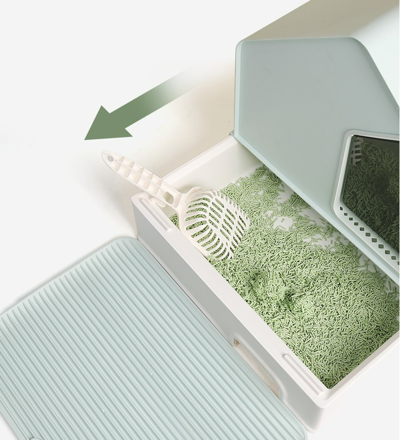 Petwiz Enclosed Cat Litter Box House – Green-Pet Care > Cat Supplies-PEROZ Accessories