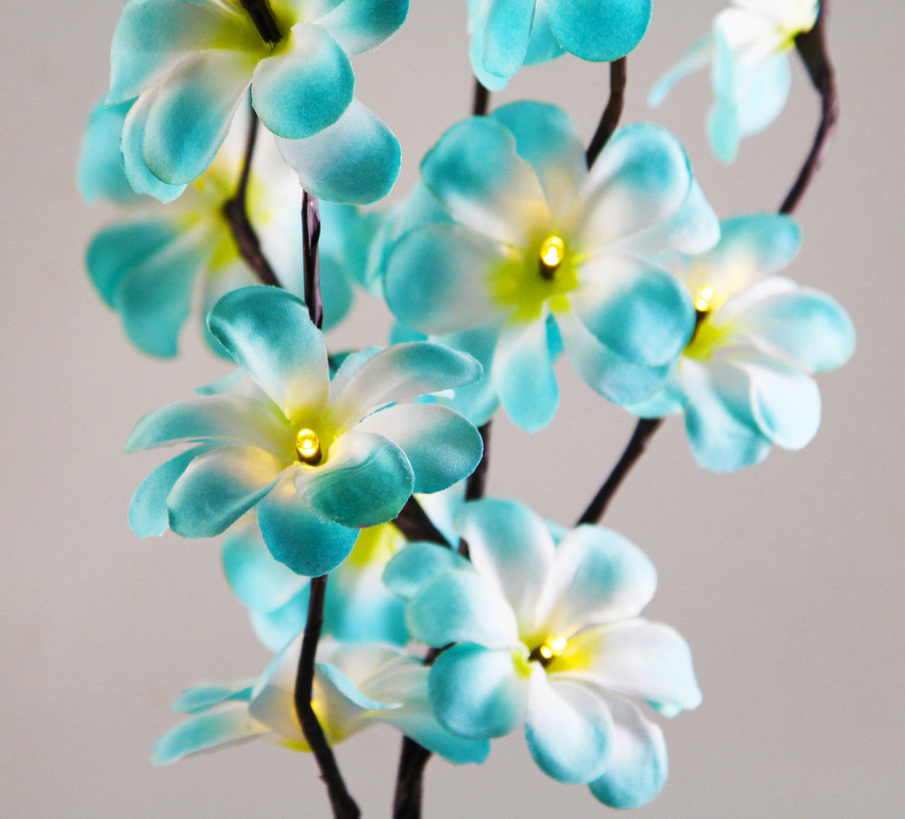 1 Set of 50cm H 20 LED Blue Frangipani Tree Branch Stem Fairy Light Wedding Event Party Function Table Vase Centrepiece Tropical Decoration-Home & Garden > Decor > Vases & Table Decor-PEROZ Accessories