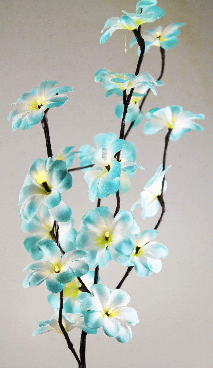 1 Set of 50cm H 20 LED Blue Frangipani Tree Branch Stem Fairy Light Wedding Event Party Function Table Vase Centrepiece Tropical Decoration-Home & Garden > Decor > Vases & Table Decor-PEROZ Accessories