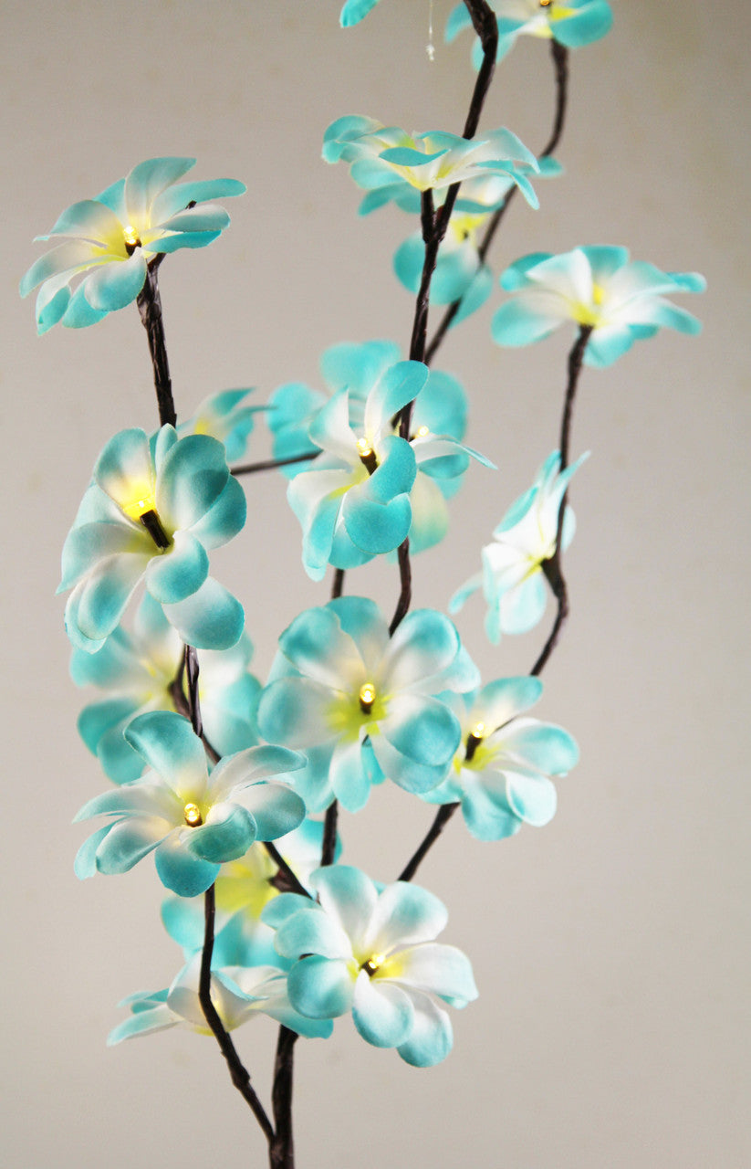 1 Set of 50cm H 20 LED Blue Frangipani Tree Branch Stem Fairy Light Wedding Event Party Function Table Vase Centrepiece Tropical Decoration-Home & Garden > Decor > Vases & Table Decor-PEROZ Accessories