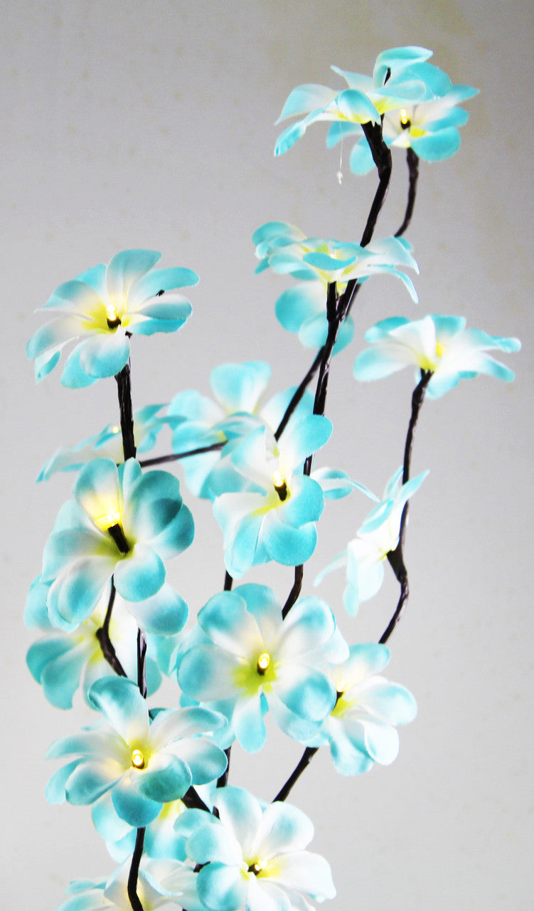 1 Set of 50cm H 20 LED Blue Frangipani Tree Branch Stem Fairy Light Wedding Event Party Function Table Vase Centrepiece Tropical Decoration-Home & Garden > Decor > Vases & Table Decor-PEROZ Accessories