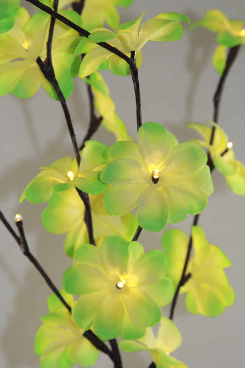 1 Set of 50cm H 20 LED Green Frangipani Tree Branch Stem Fairy Light Wedding Event Party Function Table Vase Centrepiece Tropical Decoration-Home & Garden > Decor > Vases & Table Decor-PEROZ Accessories