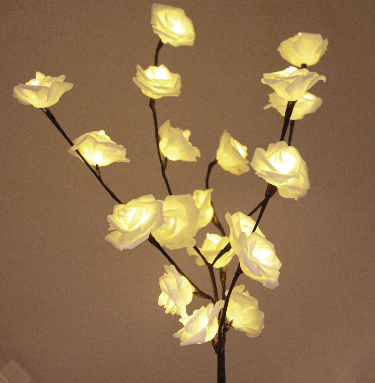 1 Set of 50cm H 20 LED White Rose Tree Branch Stem Fairy Light Wedding Event Party Function Table Vase Centrepiece Decoration-Home & Garden > Decor > Vases & Table Decor-PEROZ Accessories