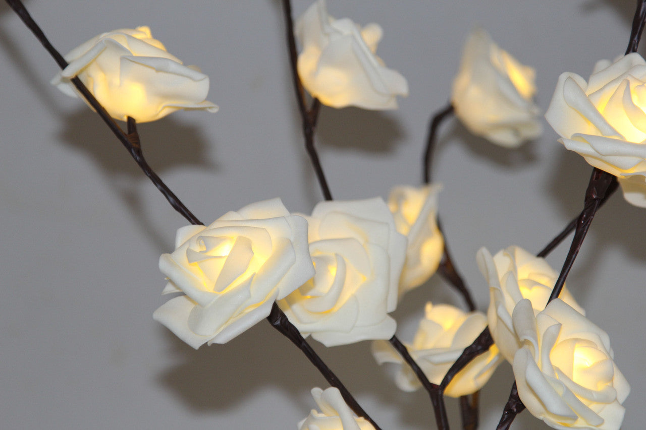 1 Set of 50cm H 20 LED White Rose Tree Branch Stem Fairy Light Wedding Event Party Function Table Vase Centrepiece Decoration-Home & Garden > Decor > Vases & Table Decor-PEROZ Accessories