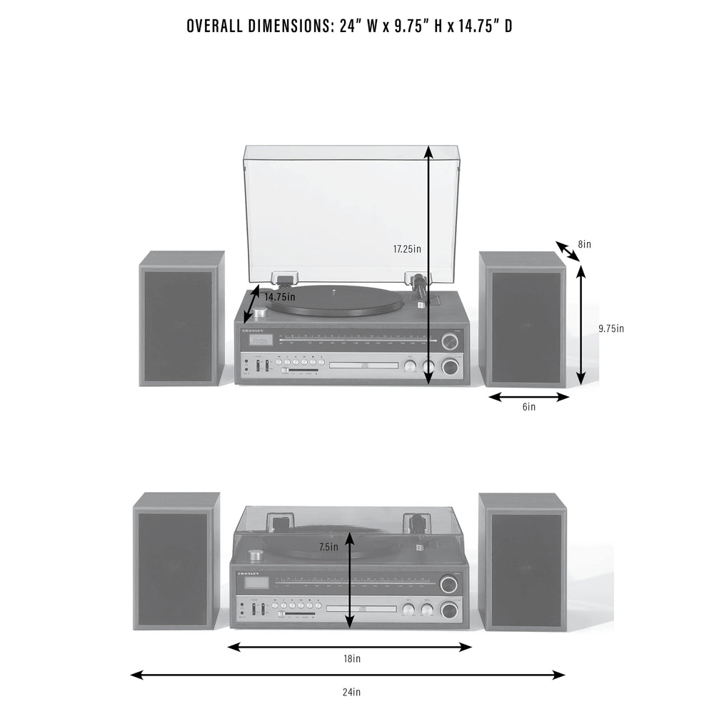 Crosley 1975T Vinyl Record Turntable Player-Audio & Video > Musical Instrument & Accessories > Audio Players & Recorders-PEROZ Accessories