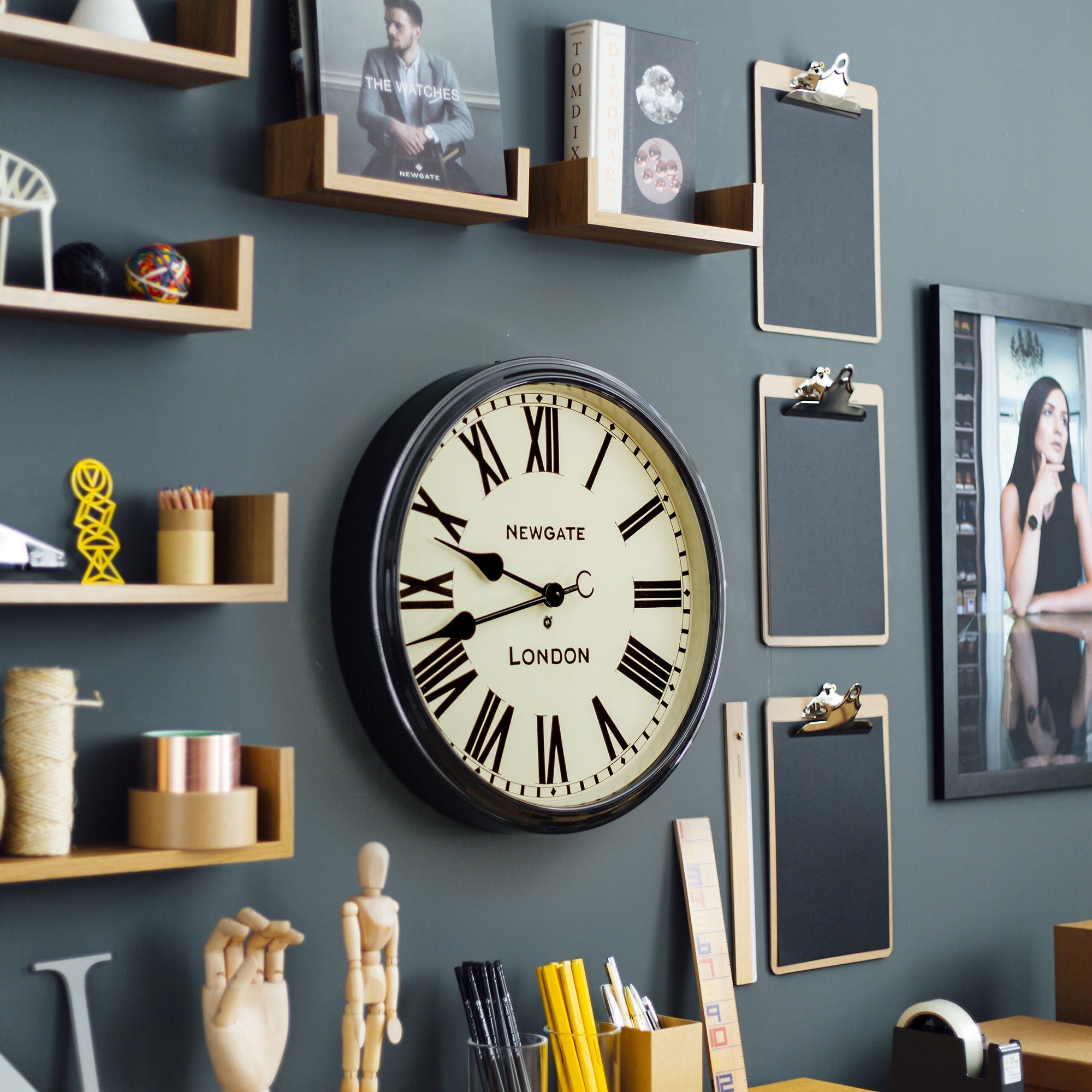 Newgate Battersby Clock Black-Home & Garden > Home Office Accessories-PEROZ Accessories