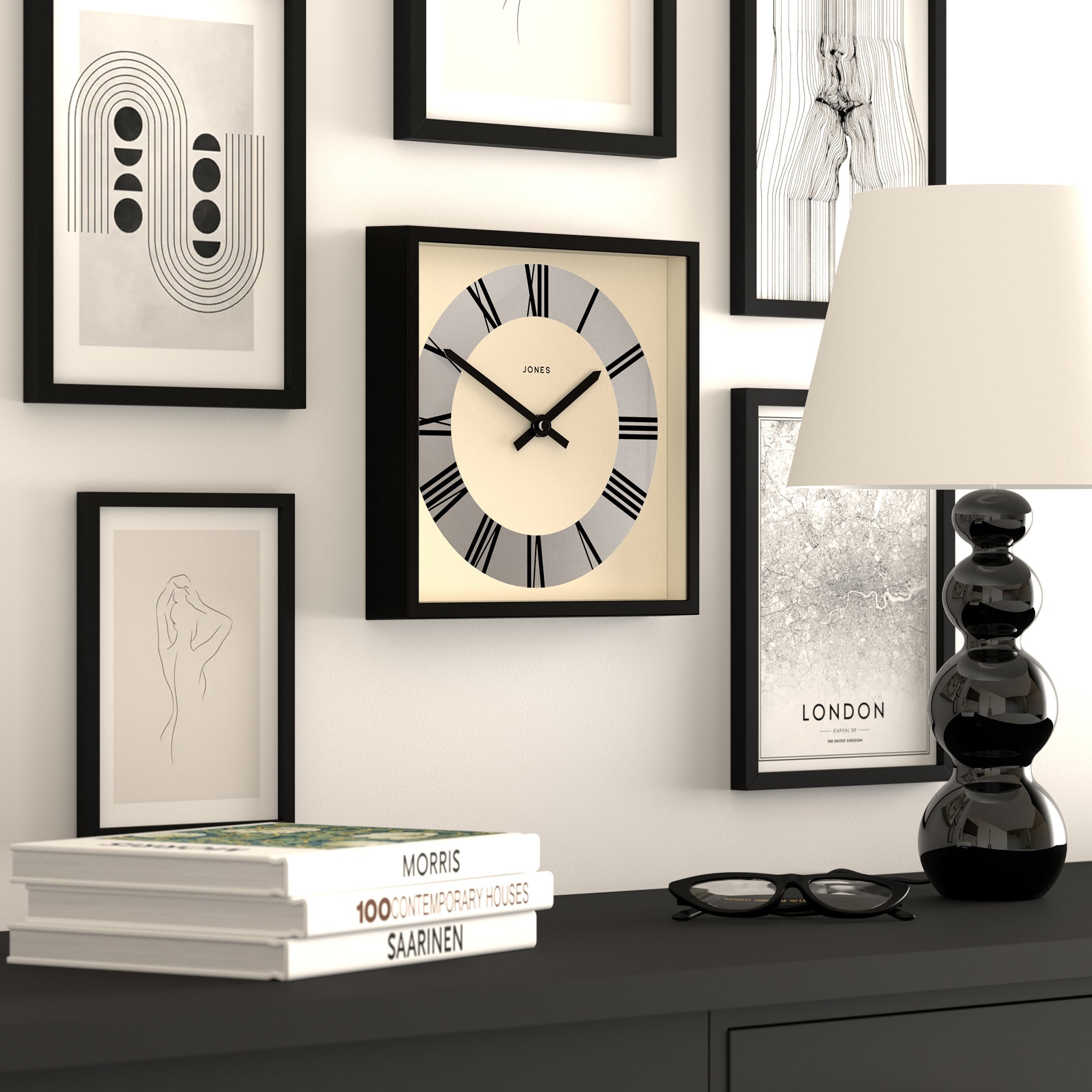 Newgate Jones Box Wall Clock Matte Black-Home & Garden > Decor-PEROZ Accessories