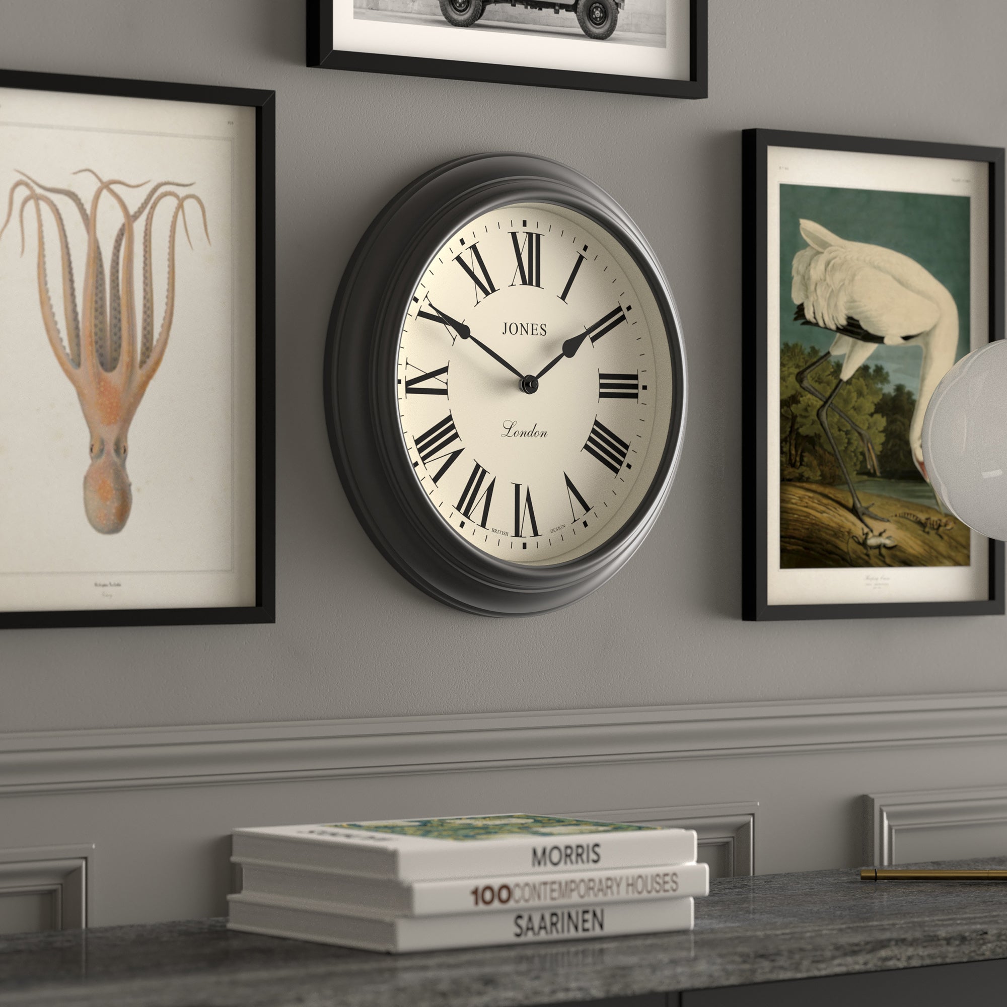 Newgate Jones Supper Club Clock Charcoal Grey-Home & Garden > Decor-PEROZ Accessories