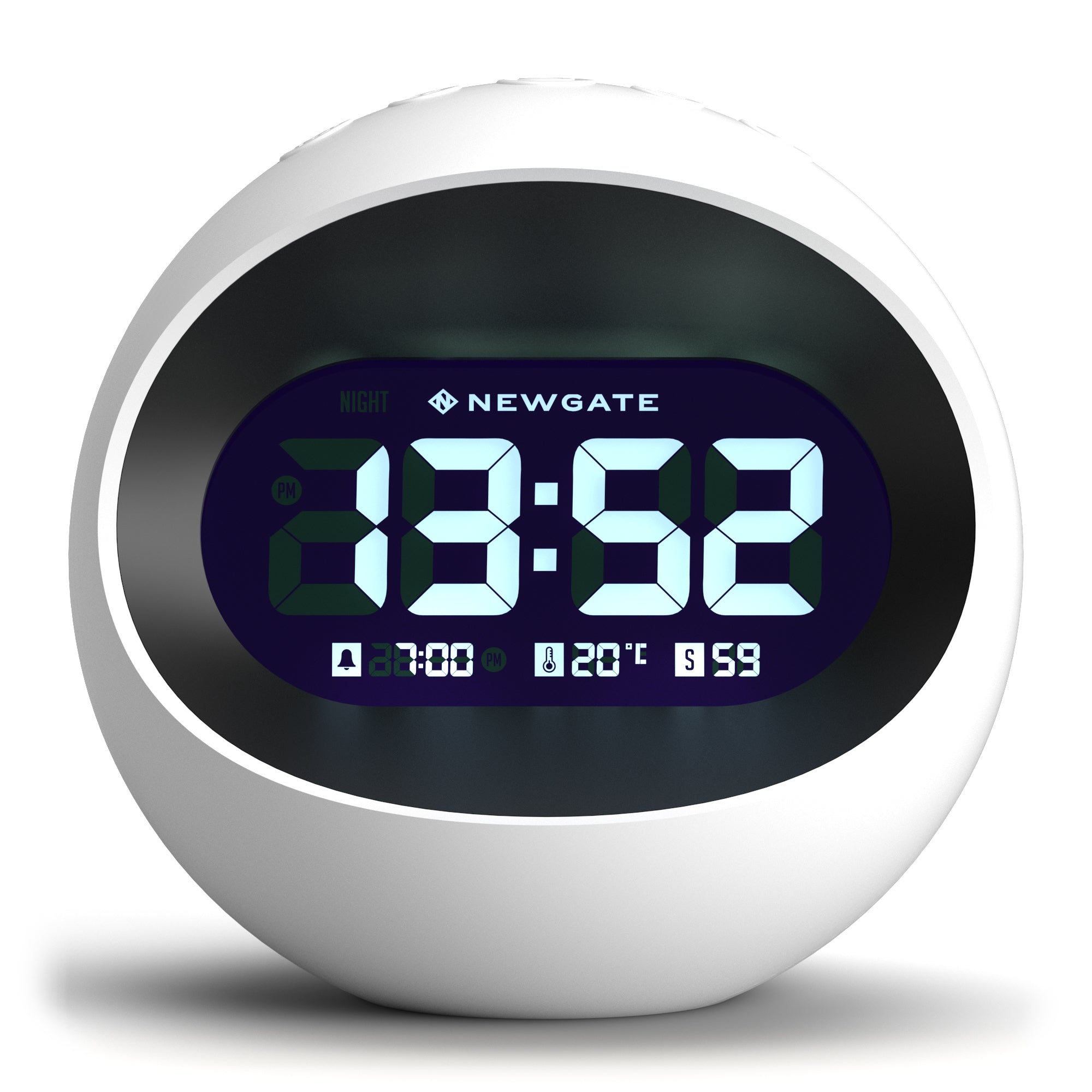 Newgate Centre Of The Earth Lcd Alarm Clock White-Home & Garden > Decor-PEROZ Accessories