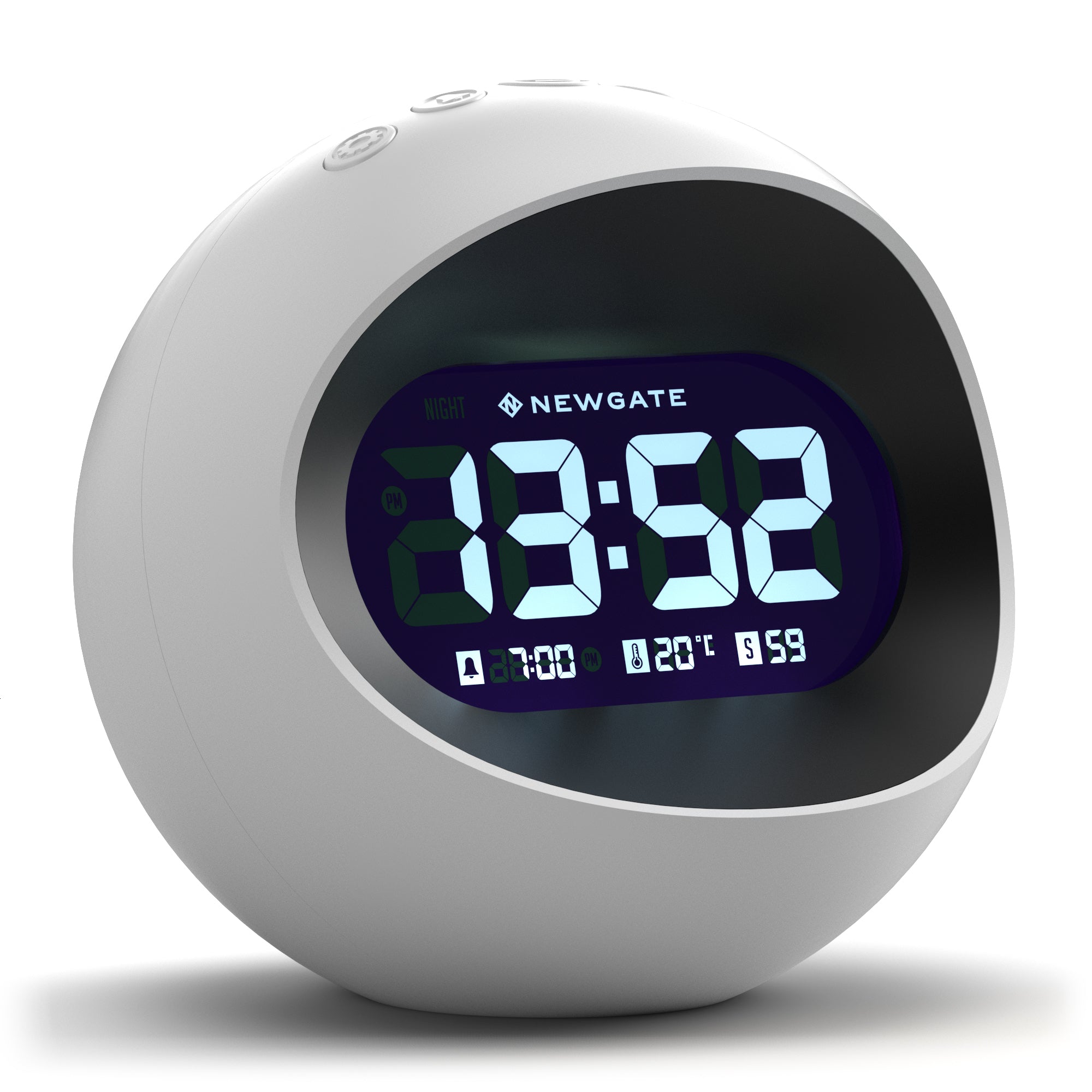 Newgate Centre Of The Earth Lcd Alarm Clock White-Home & Garden > Decor-PEROZ Accessories