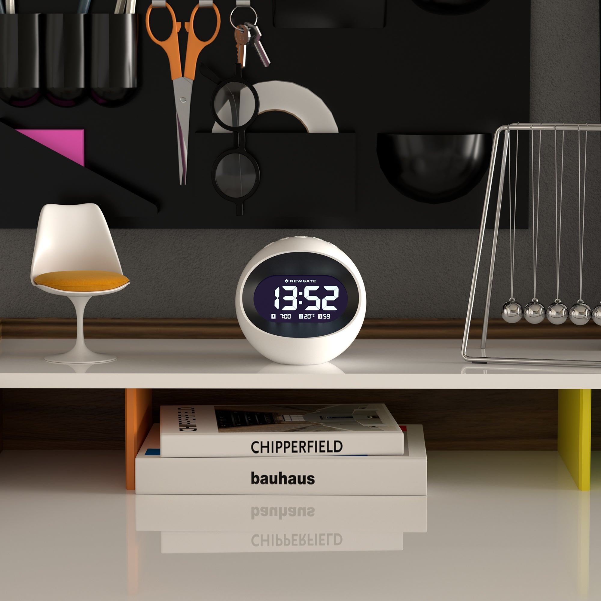 Newgate Centre Of The Earth Lcd Alarm Clock White-Home & Garden > Decor-PEROZ Accessories