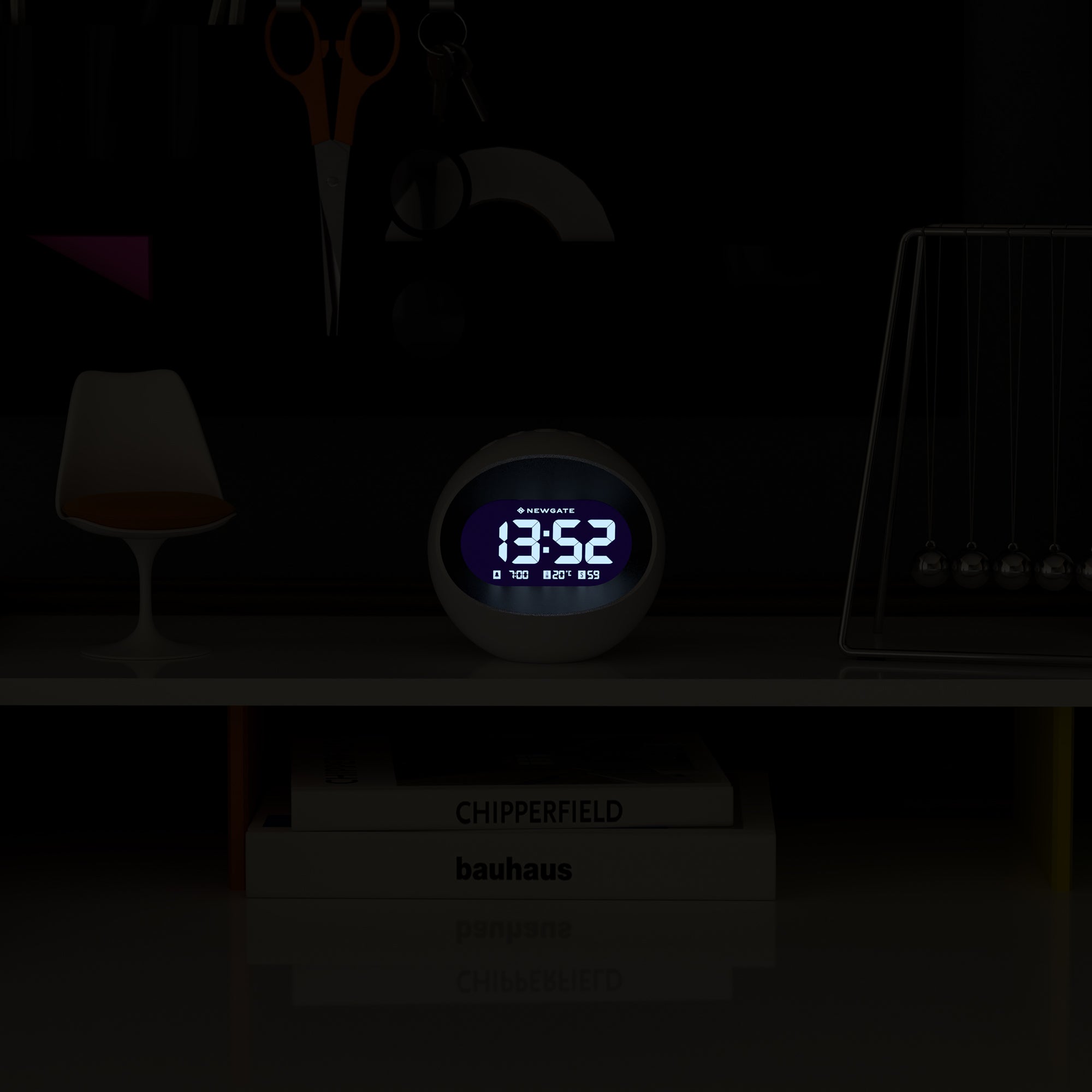 Newgate Centre Of The Earth Lcd Alarm Clock White-Home & Garden > Decor-PEROZ Accessories