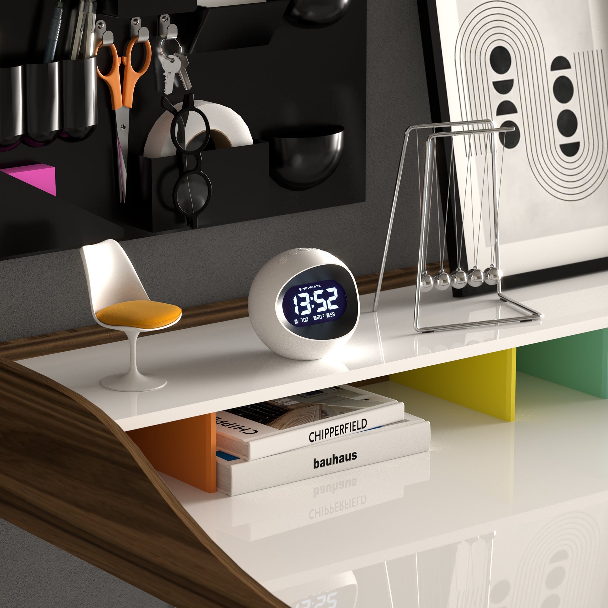 Newgate Centre Of The Earth Lcd Alarm Clock White-Home & Garden > Decor-PEROZ Accessories