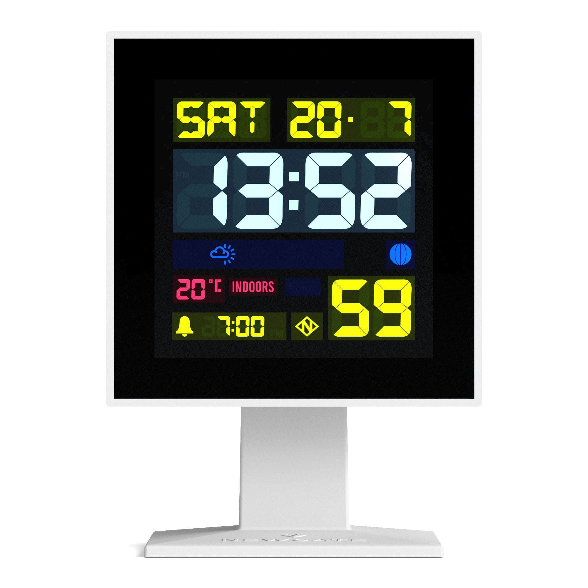 Newgate Monolith Lcd Alarm Clock White-Home & Garden > Decor-PEROZ Accessories