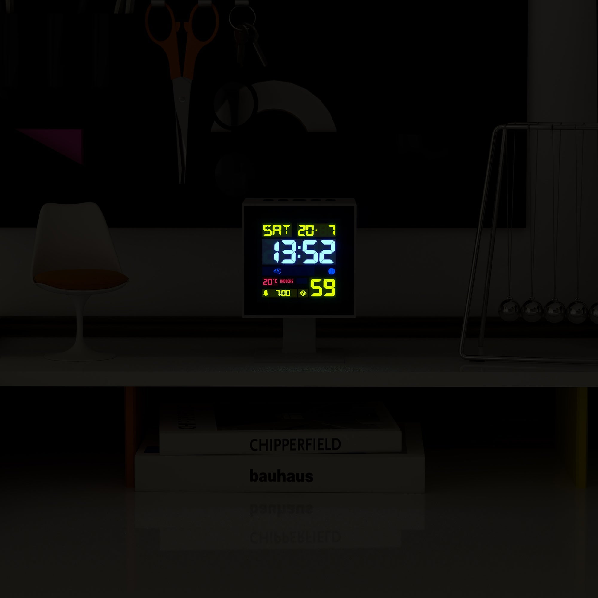 Newgate Monolith Lcd Alarm Clock White-Home & Garden > Decor-PEROZ Accessories