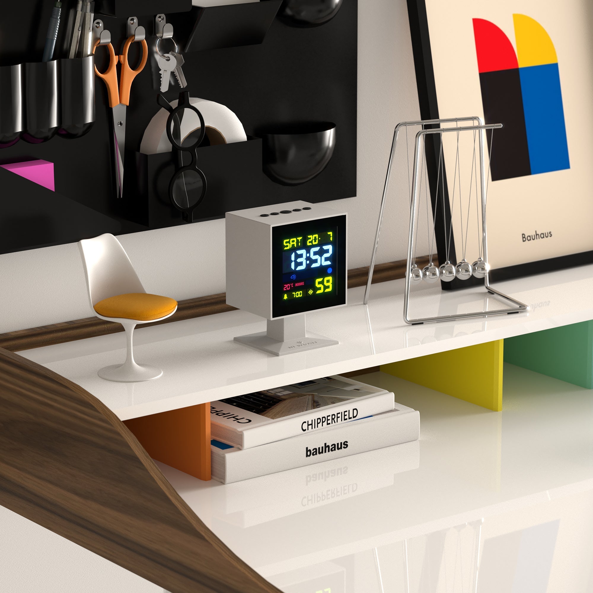 Newgate Monolith Lcd Alarm Clock White-Home & Garden > Decor-PEROZ Accessories