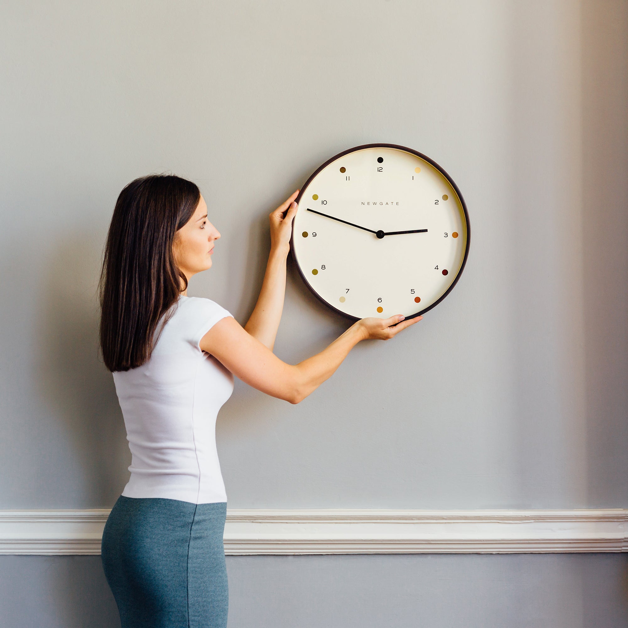 Newgate Mr Clarke Clock Dark Wood Dot Dial 40-Home & Garden > Home Office Accessories-PEROZ Accessories