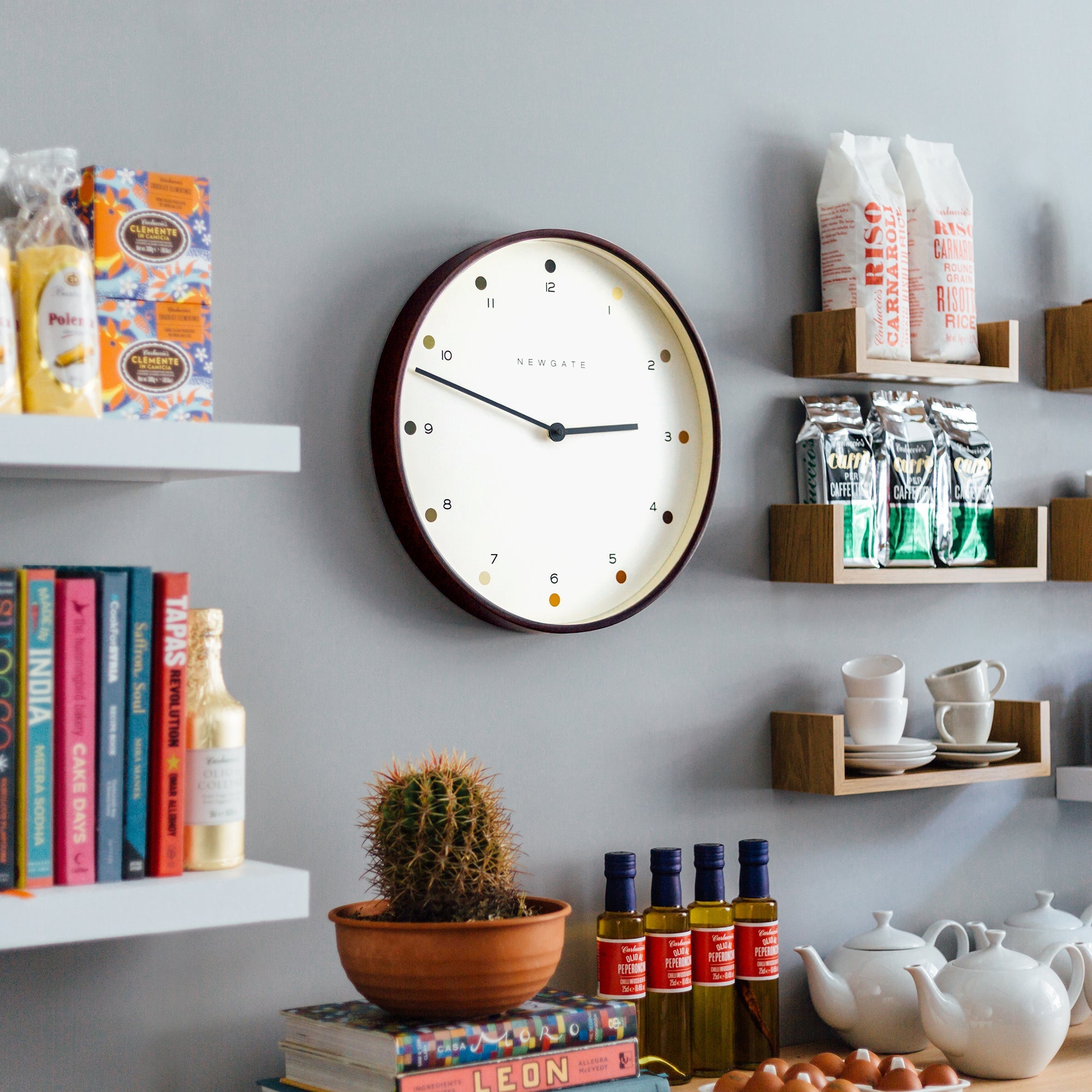 Newgate Mr Clarke Clock Dark Wood Dot Dial 40-Home & Garden > Home Office Accessories-PEROZ Accessories