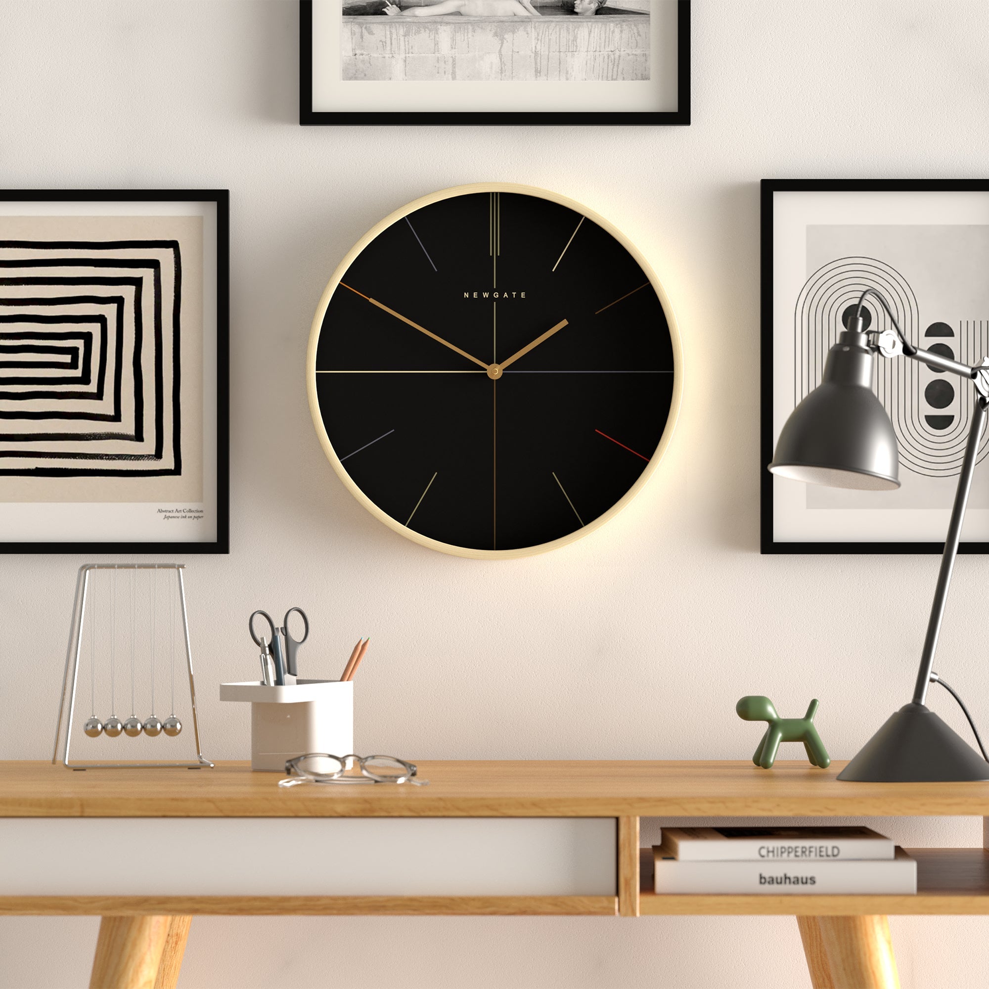 Newgate Mr Clarke Clock Pale Wood Reverse Hockey Dial-Home & Garden > Decor-PEROZ Accessories