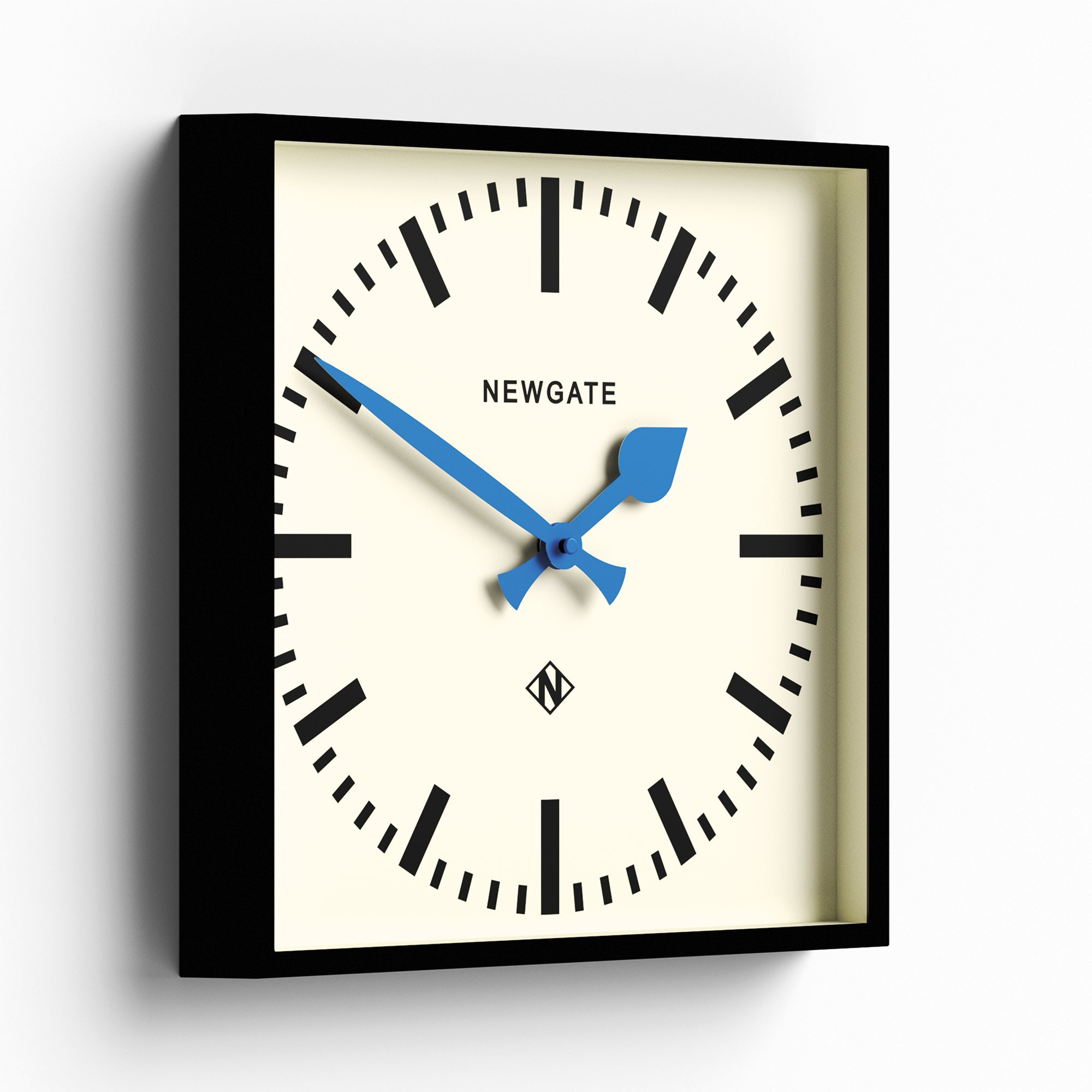 Newgate Number Five Wall Clock Black Blue Hands-Home & Garden > Decor-PEROZ Accessories
