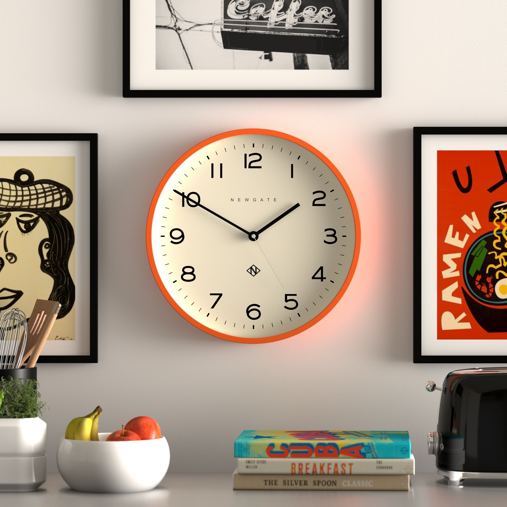 Newgate Number Three Echo Clock Silicone Orange-Home & Garden > Decor-PEROZ Accessories