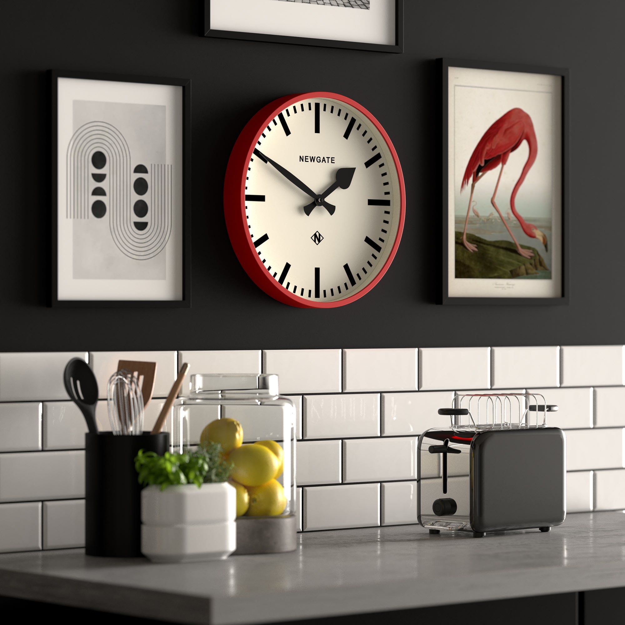 Newgate Railway Clock Red-Home & Garden > Decor-PEROZ Accessories