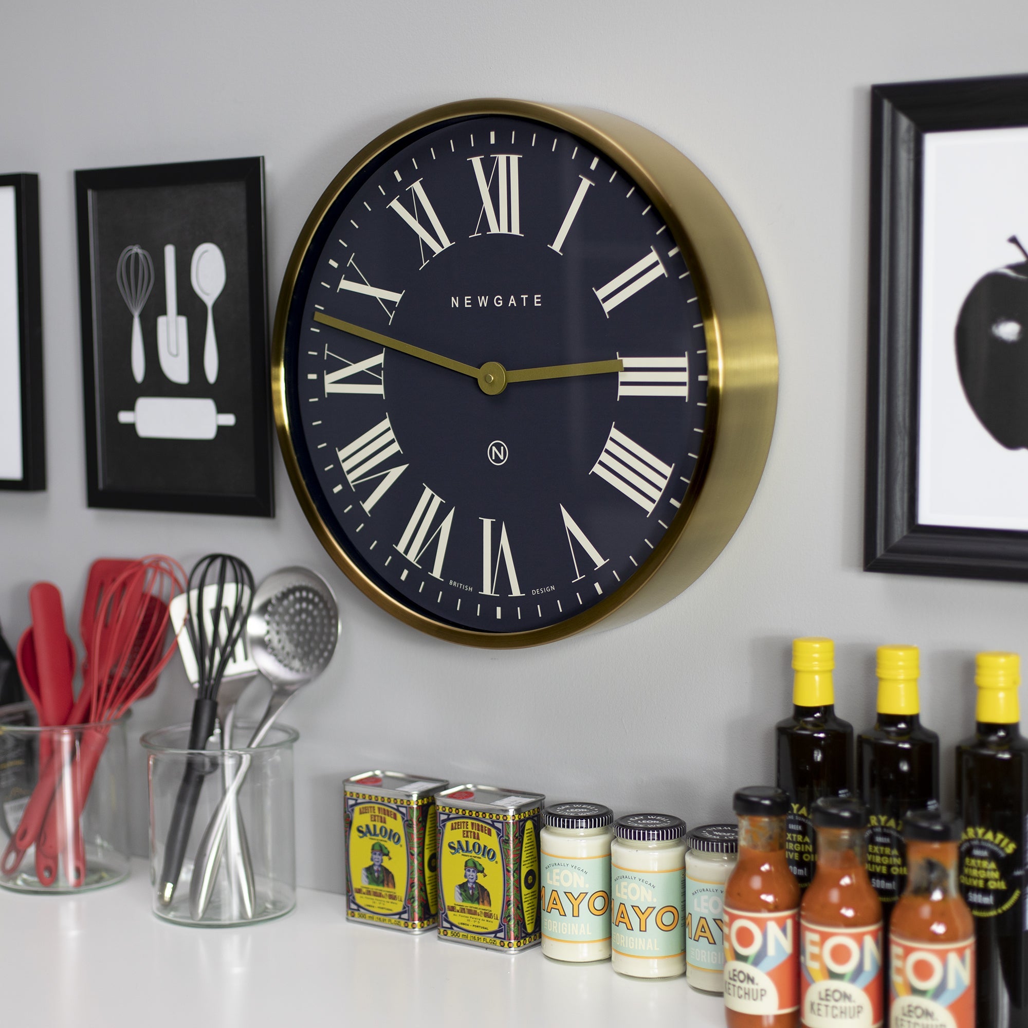 Newgate Mr Butler Wall Clock Radial Brass-Home & Garden > Decor-PEROZ Accessories