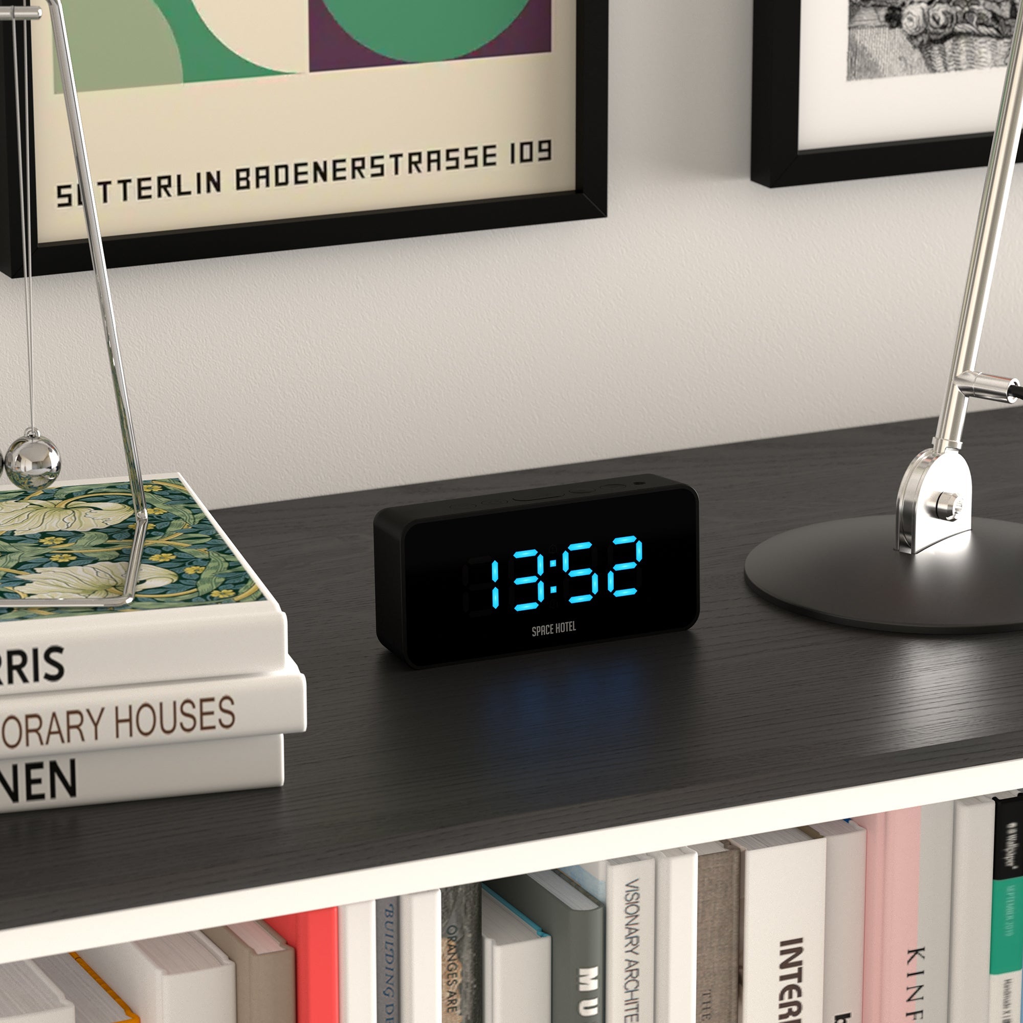 Newgate Space Hotel Hypertron Alarm Clock Black Case - Black Lens - Blue Led-Home & Garden > Decor-PEROZ Accessories