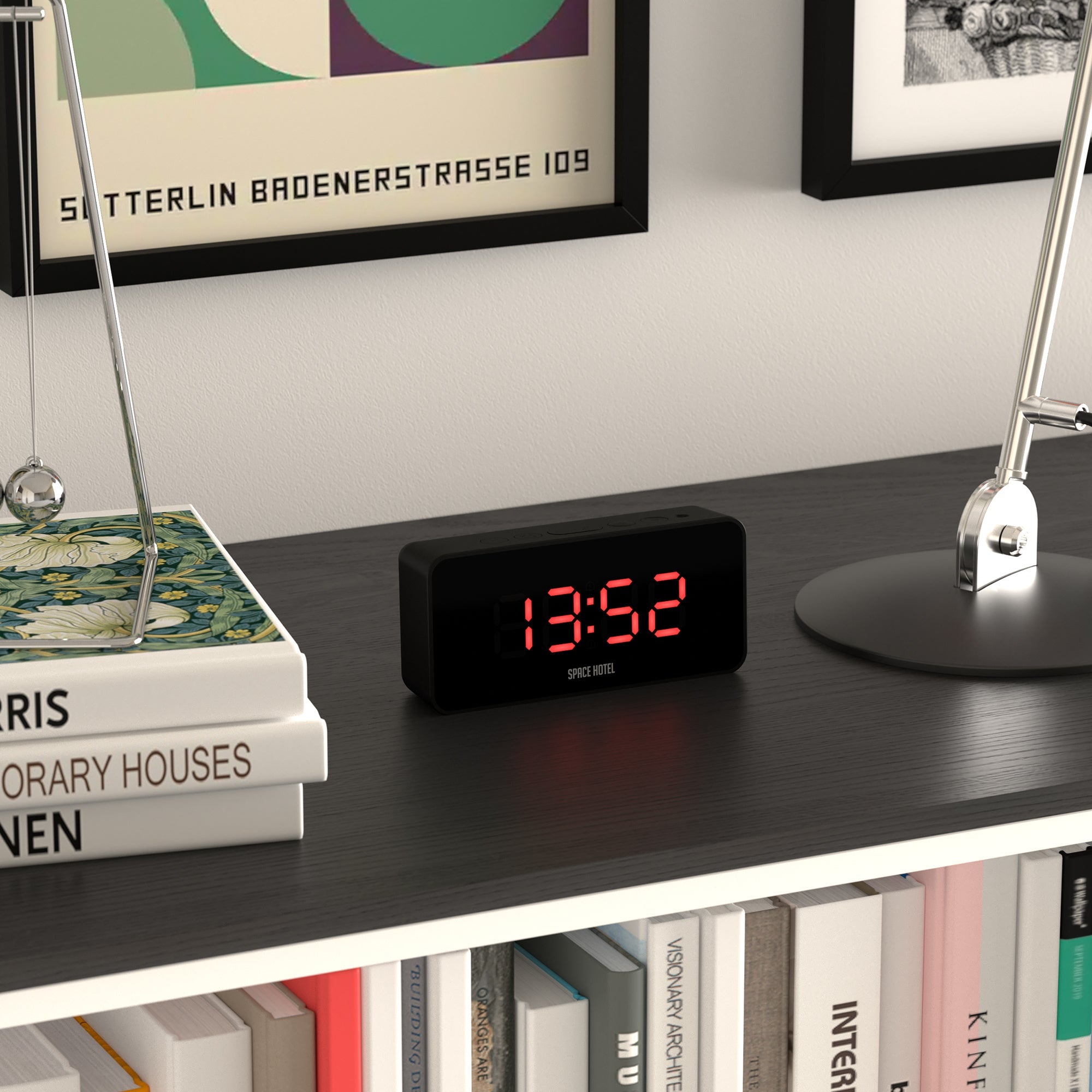 Newgate Space Hotel Hypertron Alarm Clock Black Case - Black Lens - Red Led-Home & Garden > Decor-PEROZ Accessories