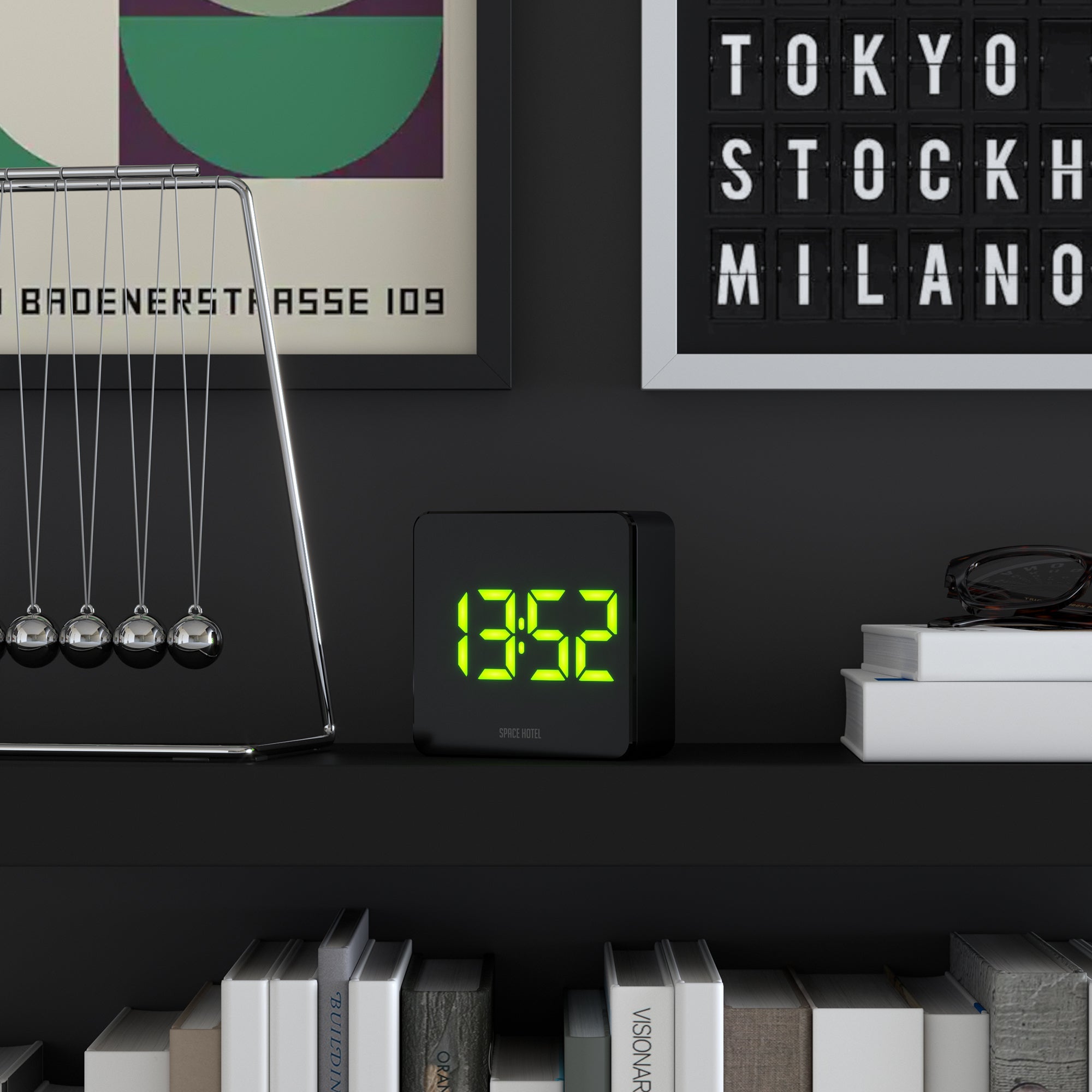 Newgate Space Hotel Orbatron Alarm Clock Black Case - Black Lens - Green Led-Home & Garden > Decor-PEROZ Accessories