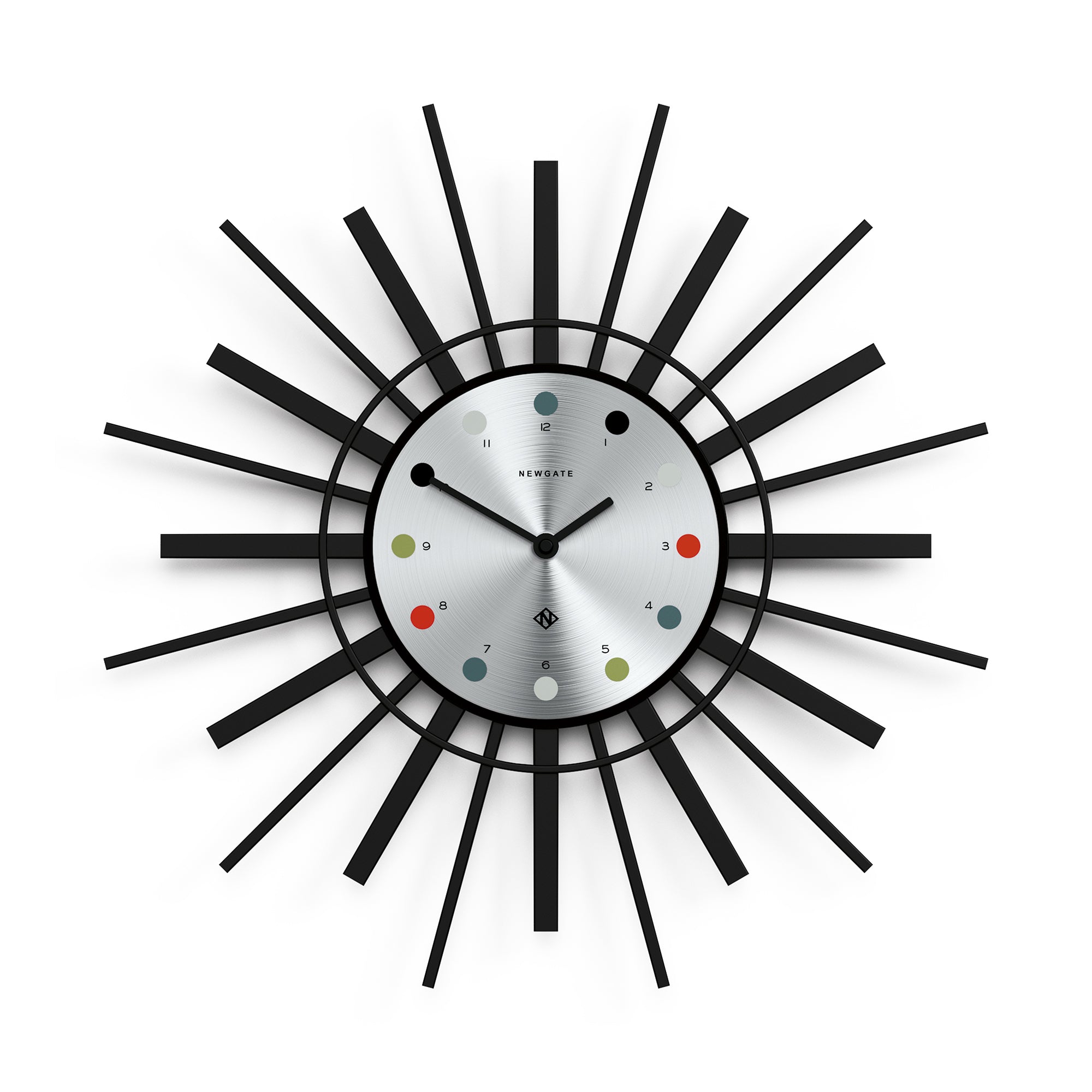 Newgate Stingray Wall Clock Black - Silver Dial-Home & Garden > Decor-PEROZ Accessories