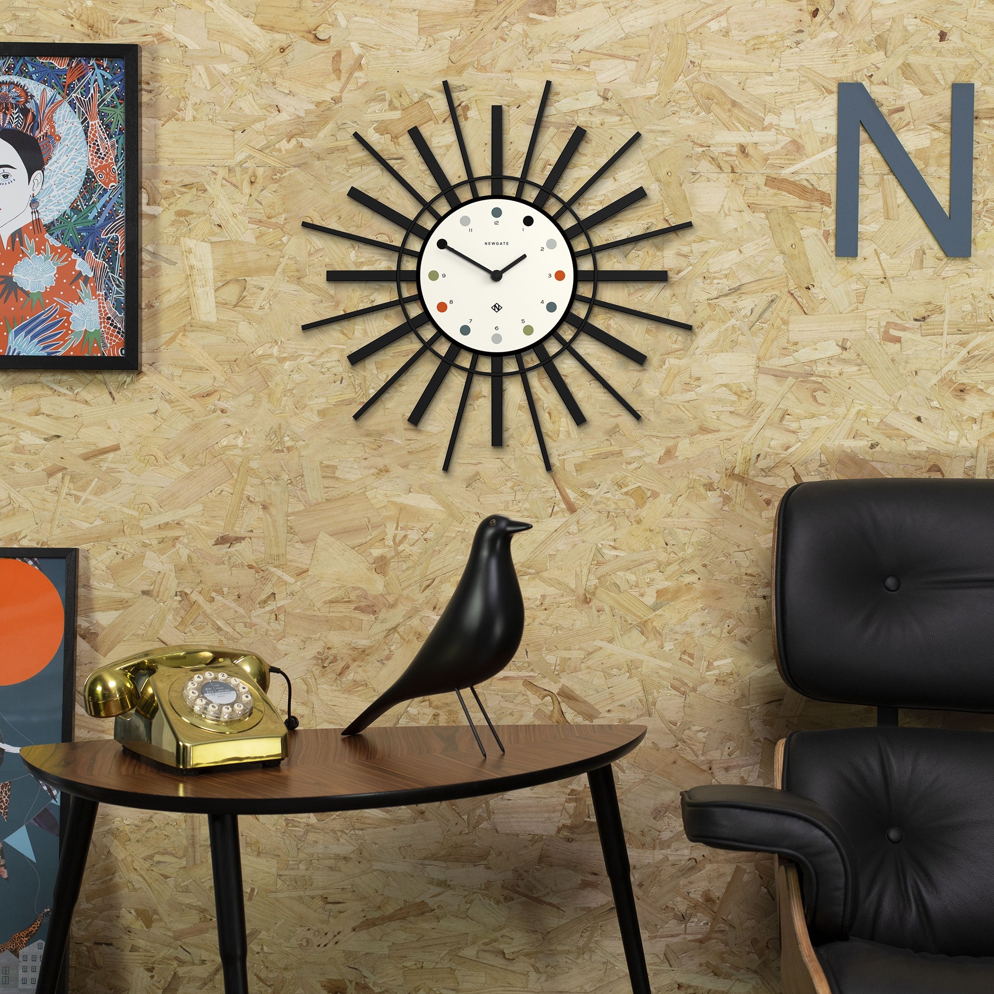 Newgate Stingray Wall Clock Black - White Dial-Home & Garden > Decor-PEROZ Accessories