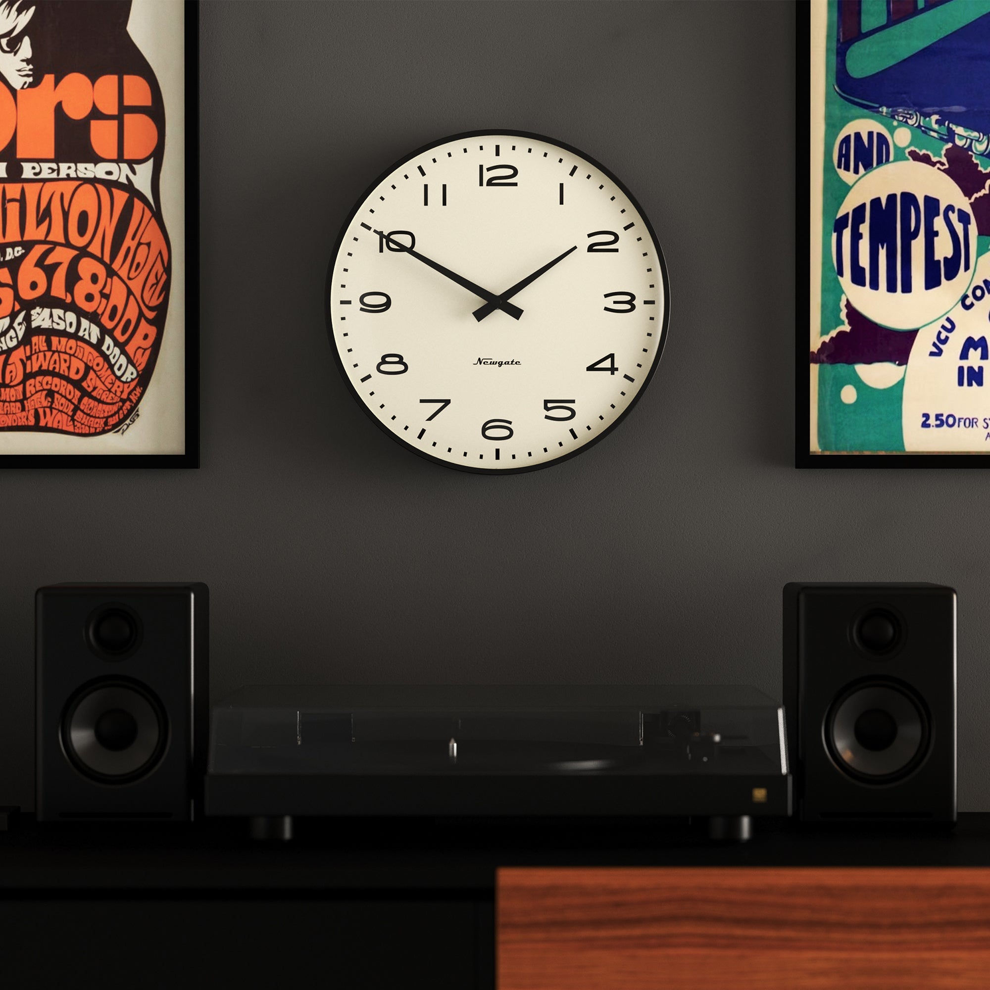 Newgate Radio City Wall Clock Black Arabic Dial - Matte Black-Home & Garden > Decor-PEROZ Accessories