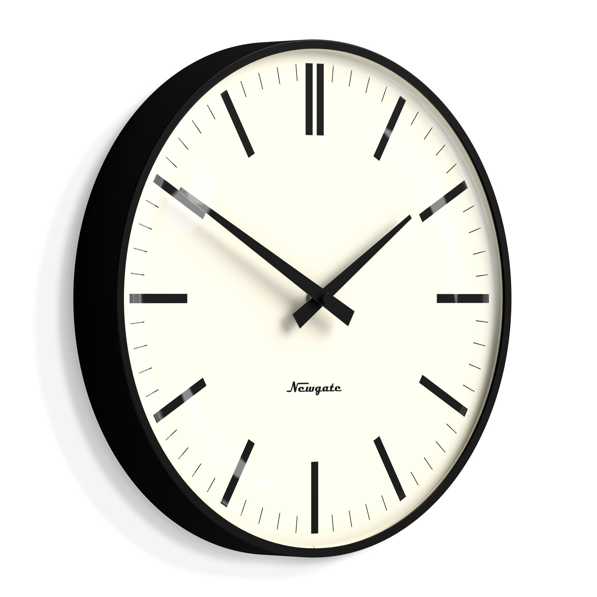 Newgate Radio City Wall Clock Bold Black Marker Dial - Matte Black-Home & Garden > Decor-PEROZ Accessories