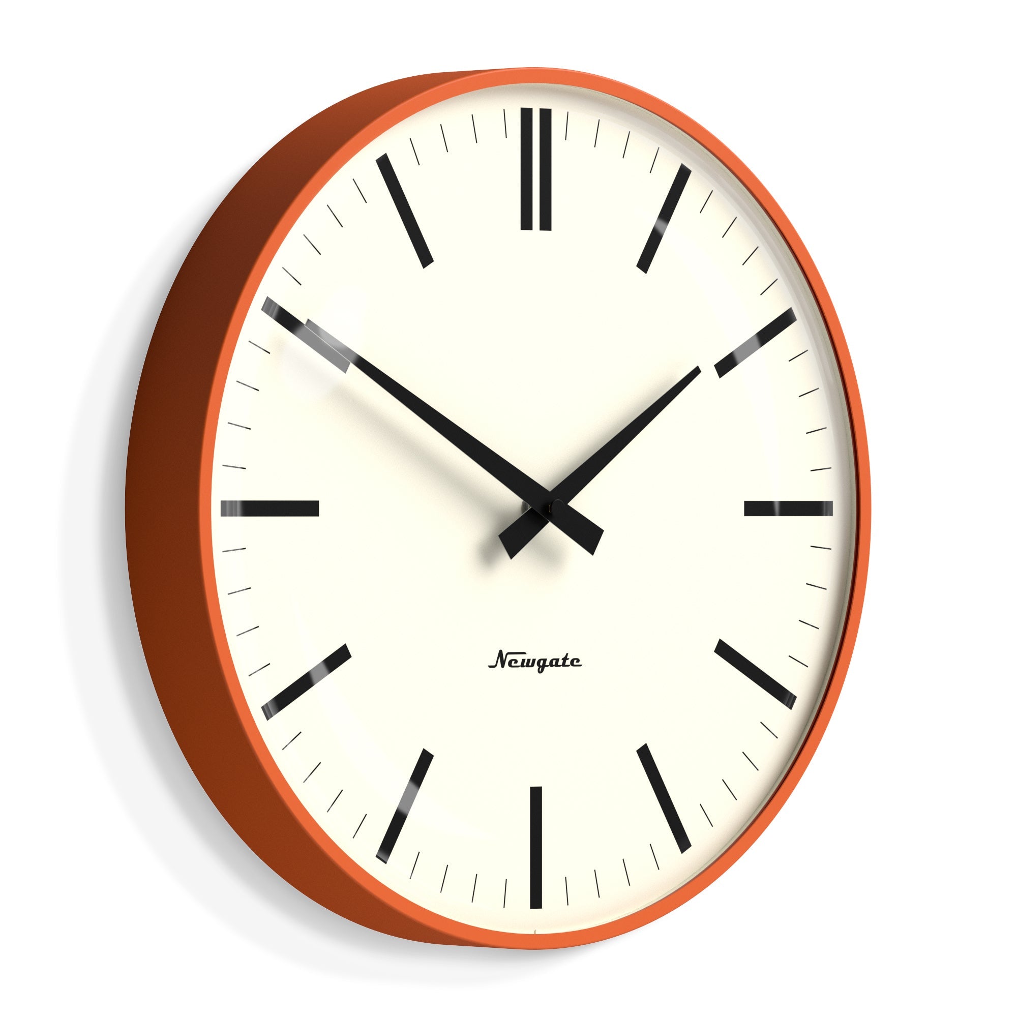 Newgate Radio City Wall Clock Bold Black Marker Dial.- Matte Pumpkin Orange-Home & Garden > Decor-PEROZ Accessories