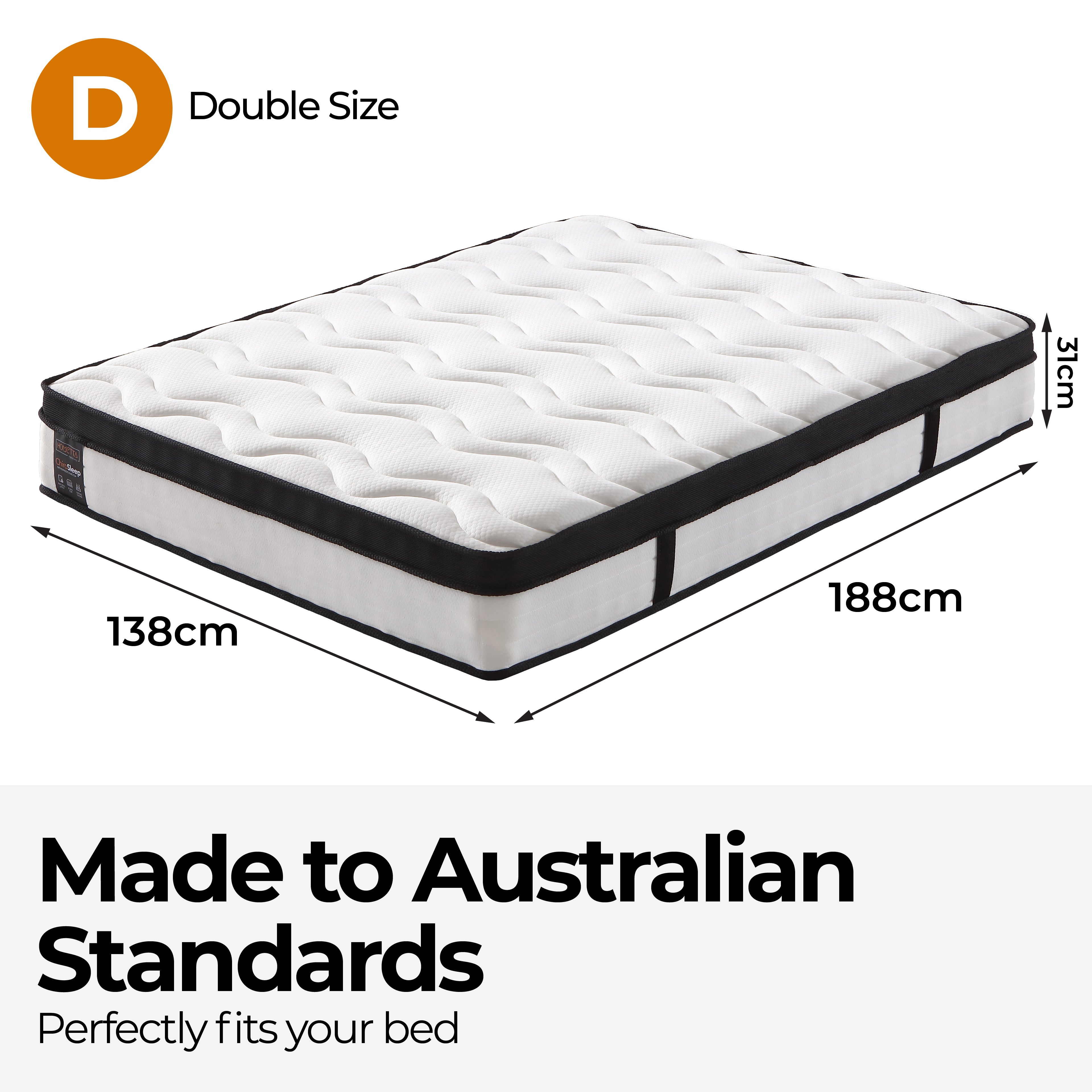 ChiroSleep Orthopaedic Euro Top Pocket Spring Double Mattress-Furniture > Mattresses > Double Mattress-PEROZ Accessories