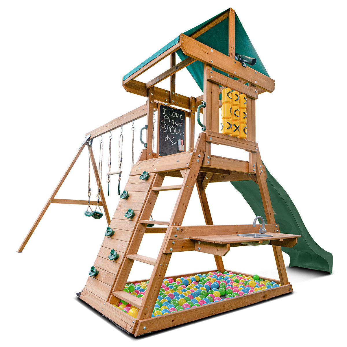 Lifespan Kids Birmingham Swing Set & Play Centre with 2.2m Slide (Green)-Baby & Kids > Baby & Kid&