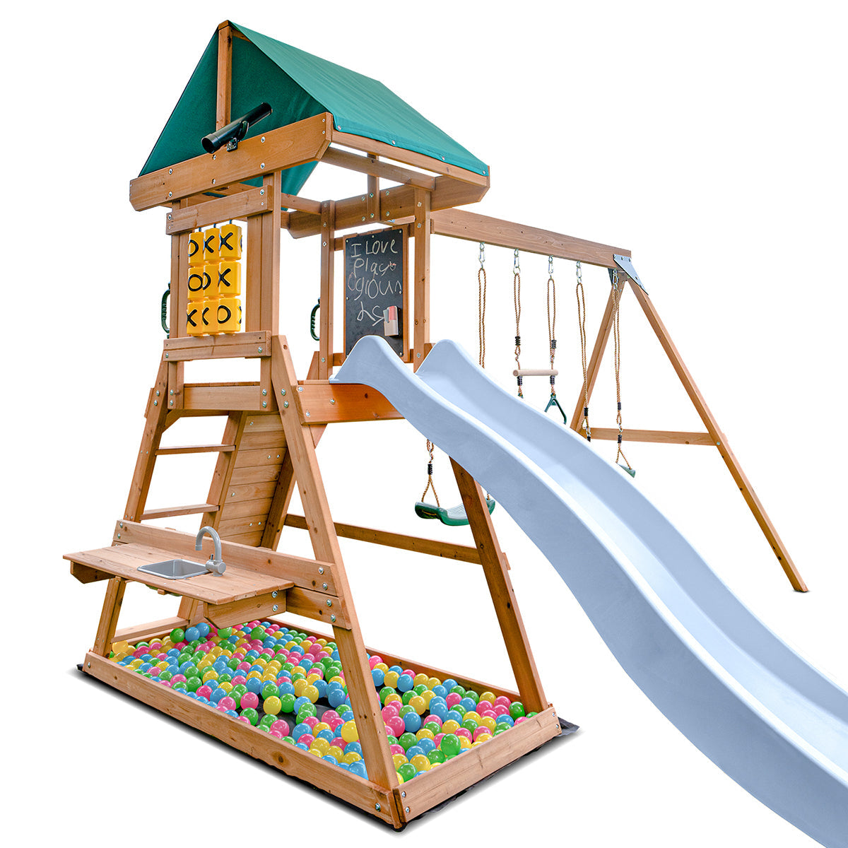 Lifespan Kids Birmingham Swing Set & Play Centre with 2.2m Slide (Pastel Blue)-Baby & Kids > Baby & Kid&