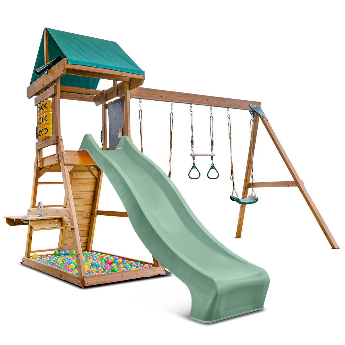 Lifespan Kids Birmingham Swing Set & Play Centre with 2.2m Slide (Pastel Green)-Baby & Kids > Baby & Kid&