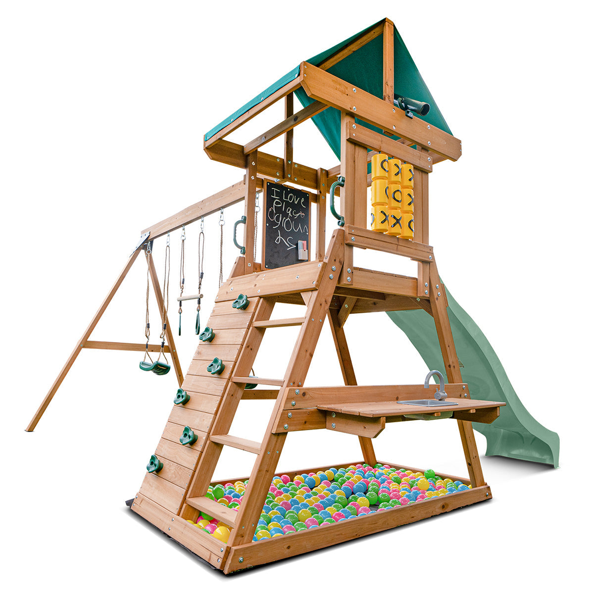 Lifespan Kids Birmingham Swing Set & Play Centre with 2.2m Slide (Pastel Green)-Baby & Kids > Baby & Kid&