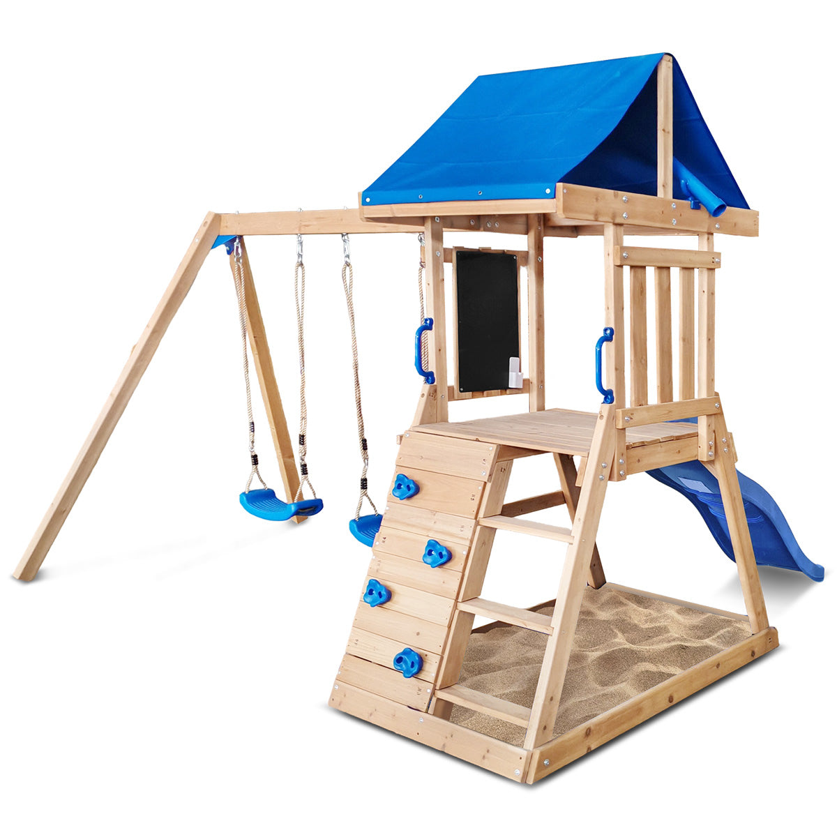 Lifespan Kids Hazelbrook Swing Set & Playground with 1.8m Slide (Blue)