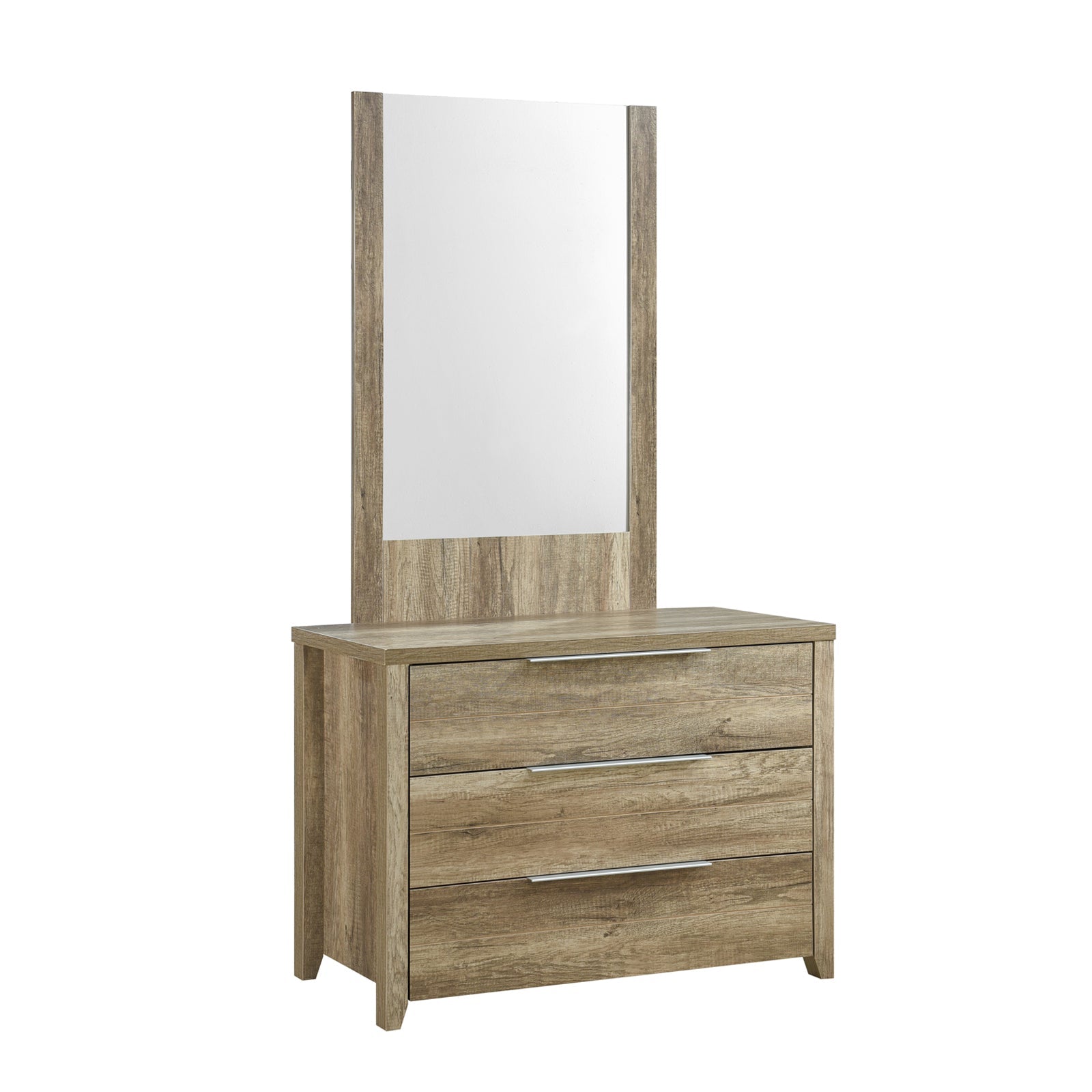 5 Pieces Bedroom Suite Natural Wood Like MDF Structure King Size Oak Colour Bed, Bedside Table, Tallboy & Dresser-Furniture > Bedroom-PEROZ Accessories