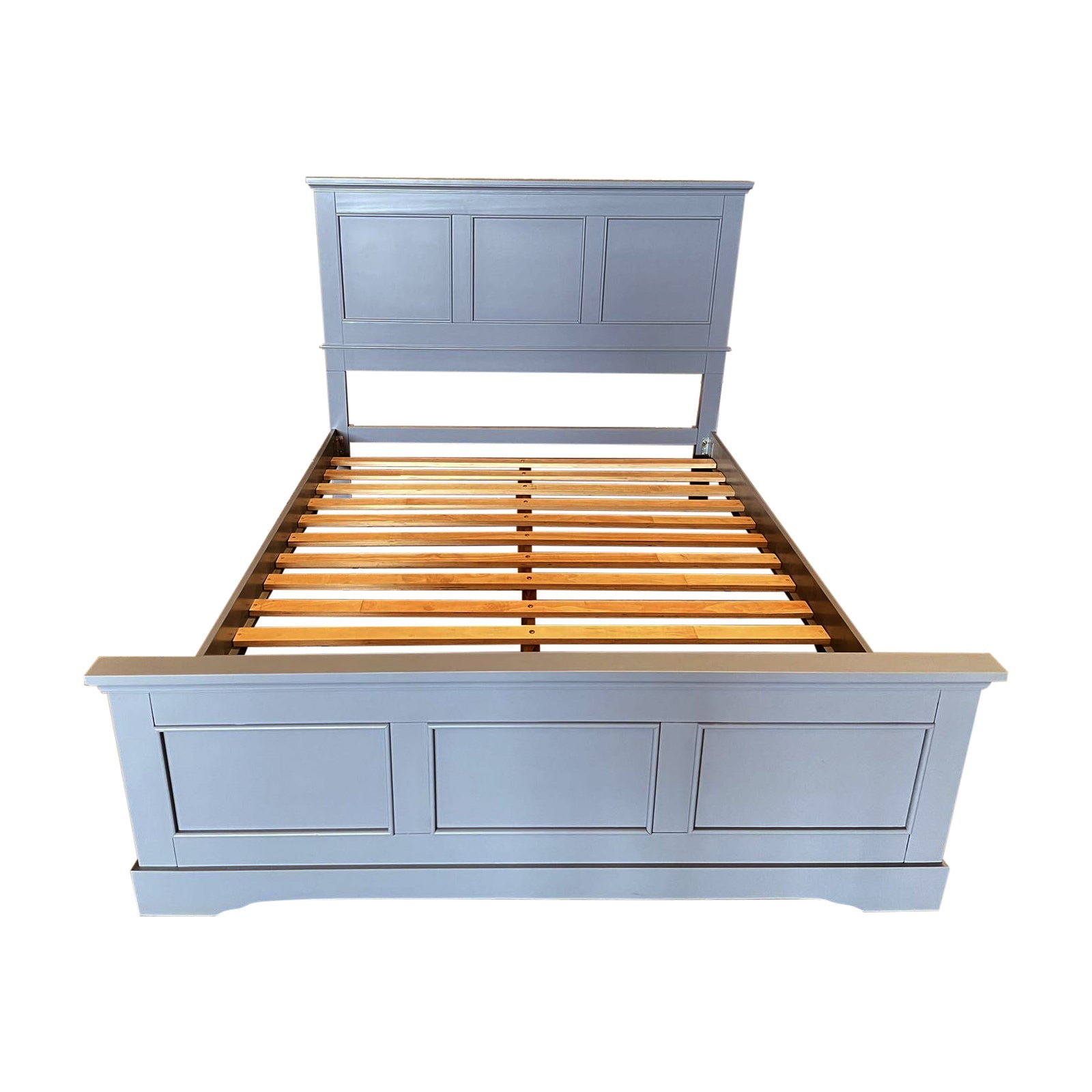 5 Pieces Bedroom Suite in Solid Wood & MDF Queen Size Grey Colour Bed, Bedside Table, Dresser & Tallboy-Furniture > Bedroom > Beds & Bed Frames-PEROZ Accessories