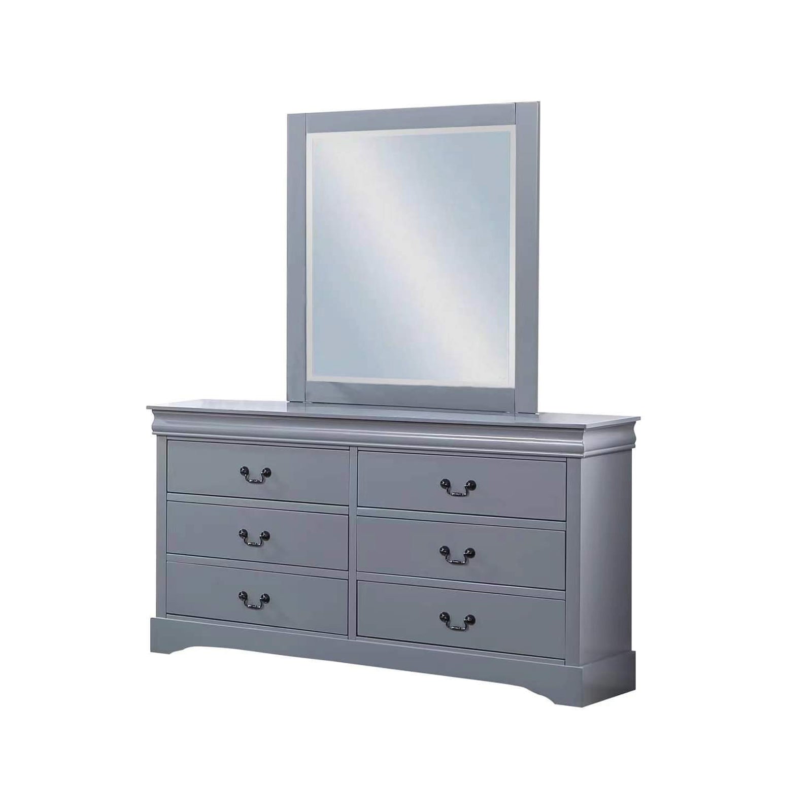 5 Pieces Bedroom Suite in Solid Wood & MDF Queen Size Grey Colour Bed, Bedside Table, Dresser & Tallboy-Furniture > Bedroom > Beds & Bed Frames-PEROZ Accessories